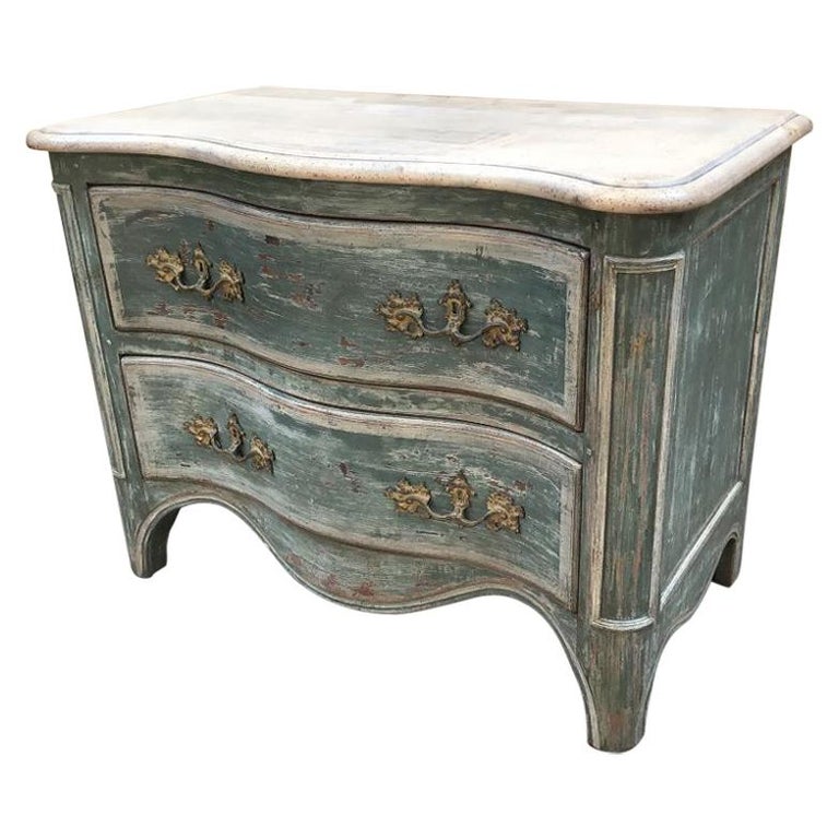 19th Century French Hand Painted Wood Chest Of Drawers 1890s For