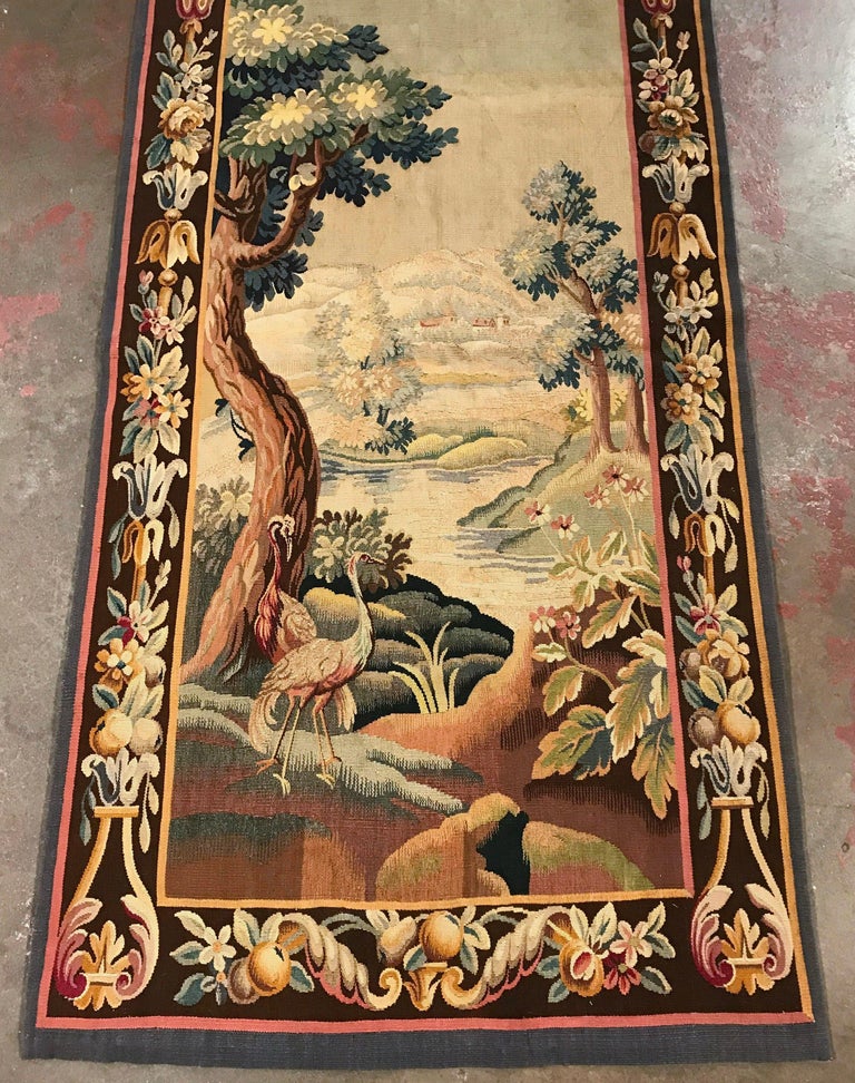 Hand-Woven 19th Century French Hand Woven Aubusson Verdure Tapestry with Bird and Foliage For Sale