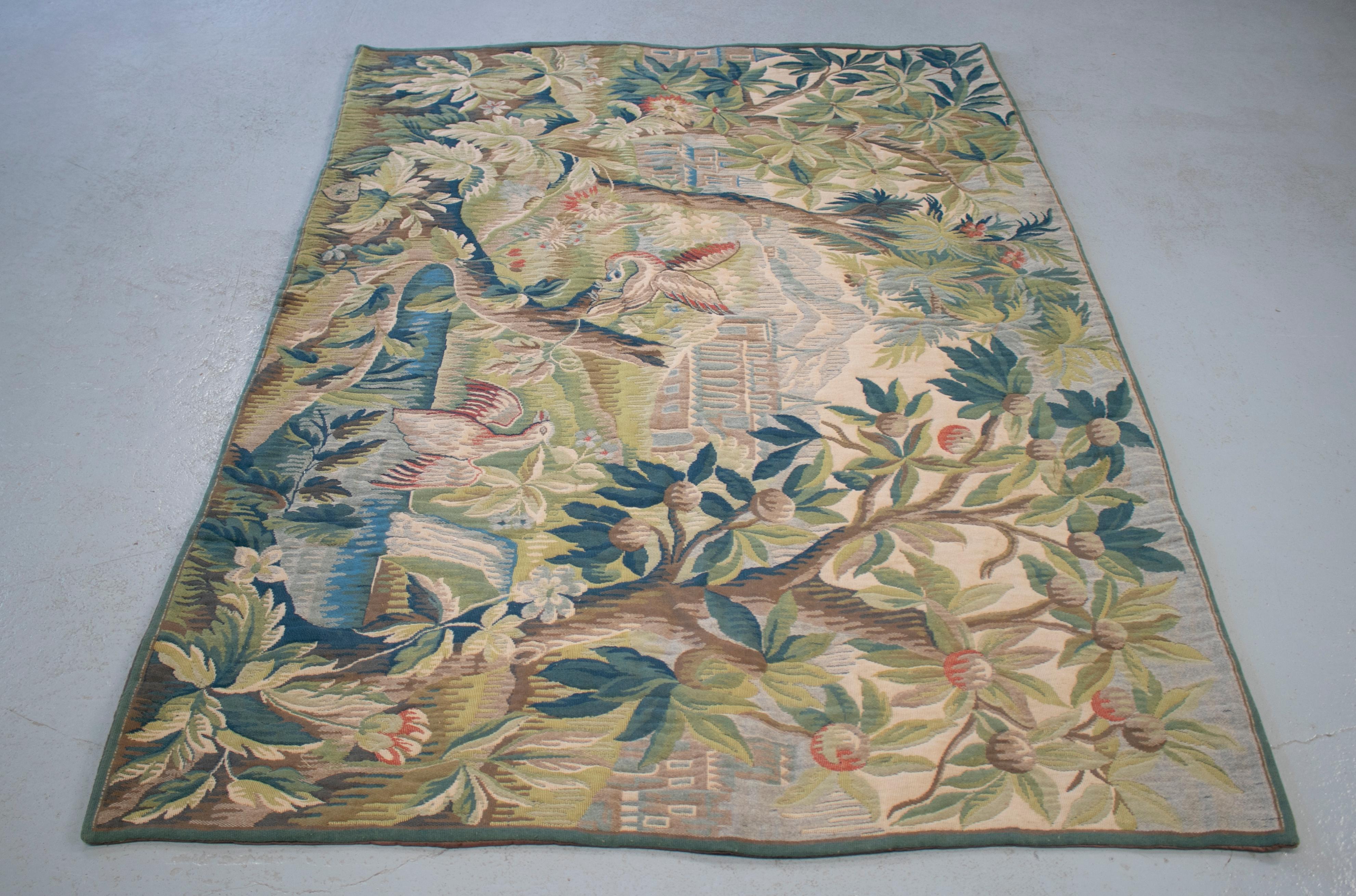 19th Century French Hand Woven Tapestry Scenery with Birds 2