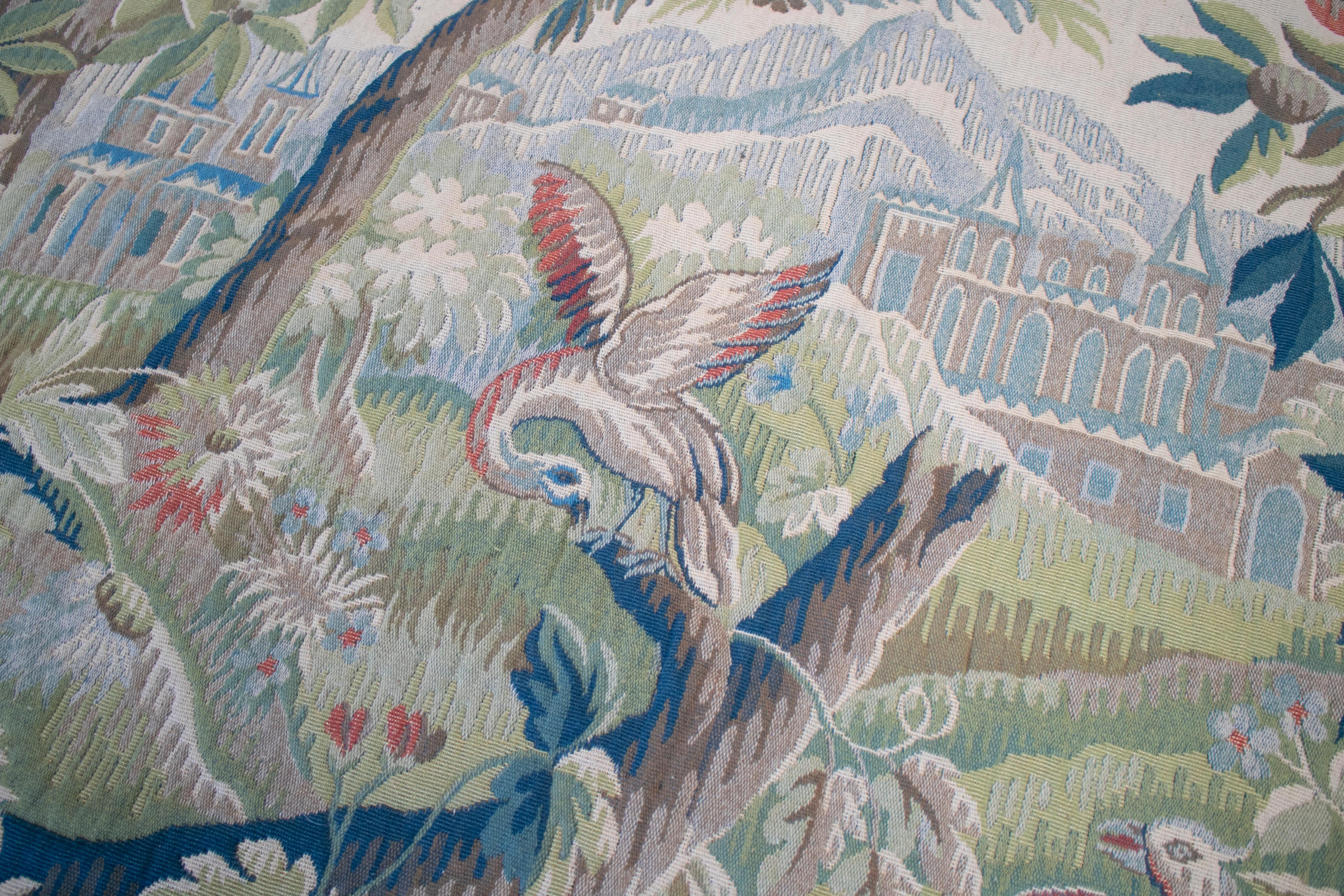 19th Century French Hand Woven Tapestry Scenery with Birds 4