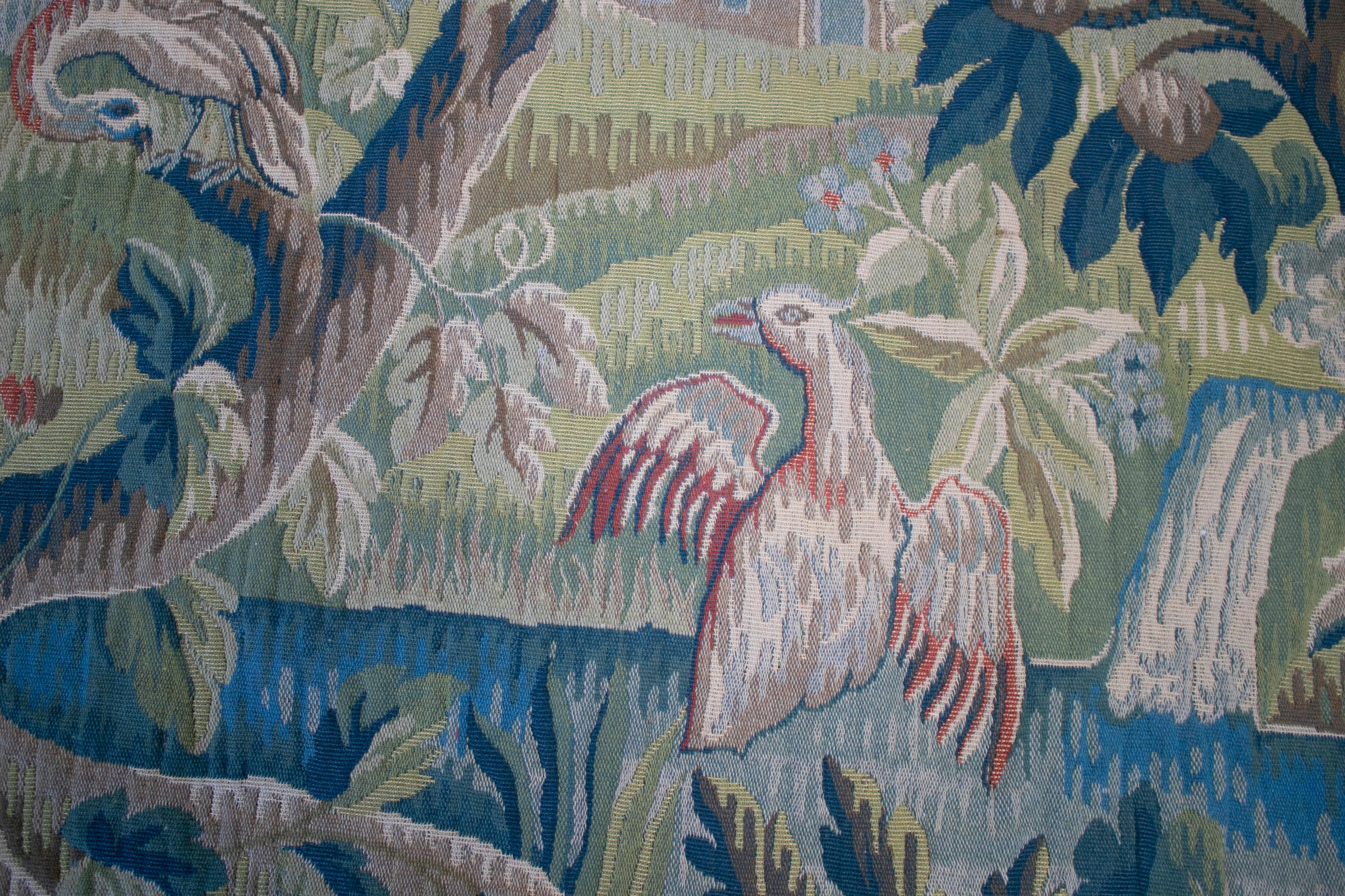 19th Century French Hand Woven Tapestry Scenery with Birds 5