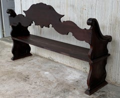 19th Century French Hand Carved Oak Settee or Park Bench