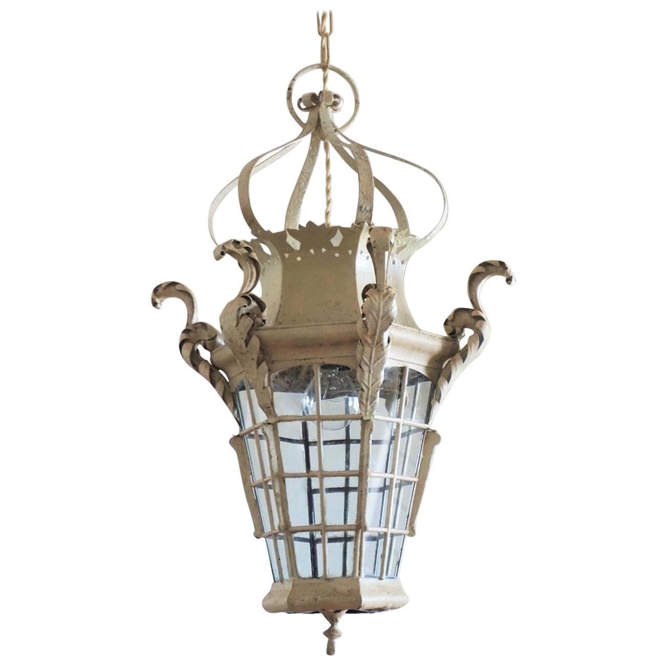 19th Century French Handcrafted Wrought Iron Electrified Lantern