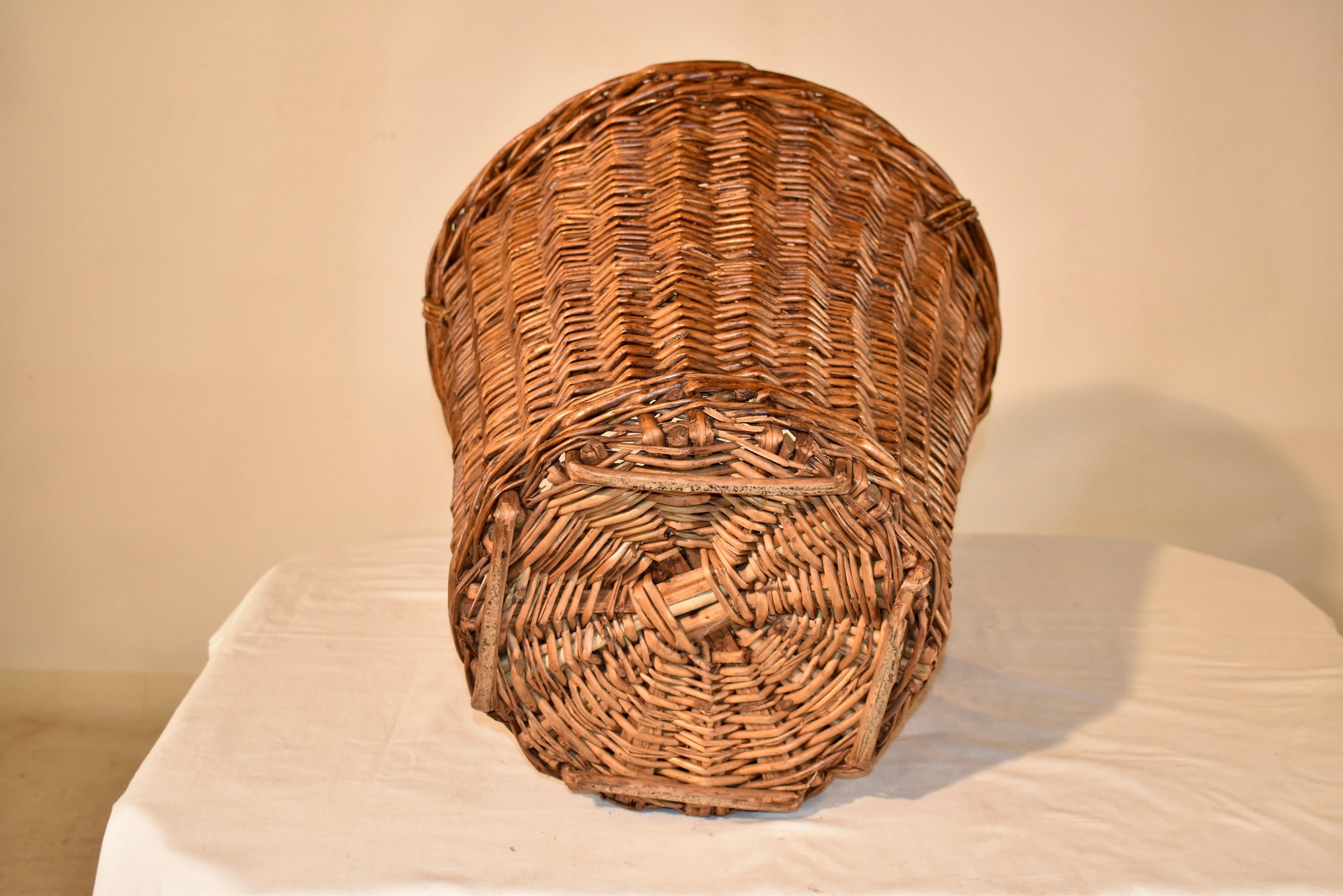 19th Century French Handled Basket In Good Condition In High Point, NC