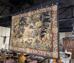 19th Century French Handwoven Aubusson Verdure Wall Tapestry