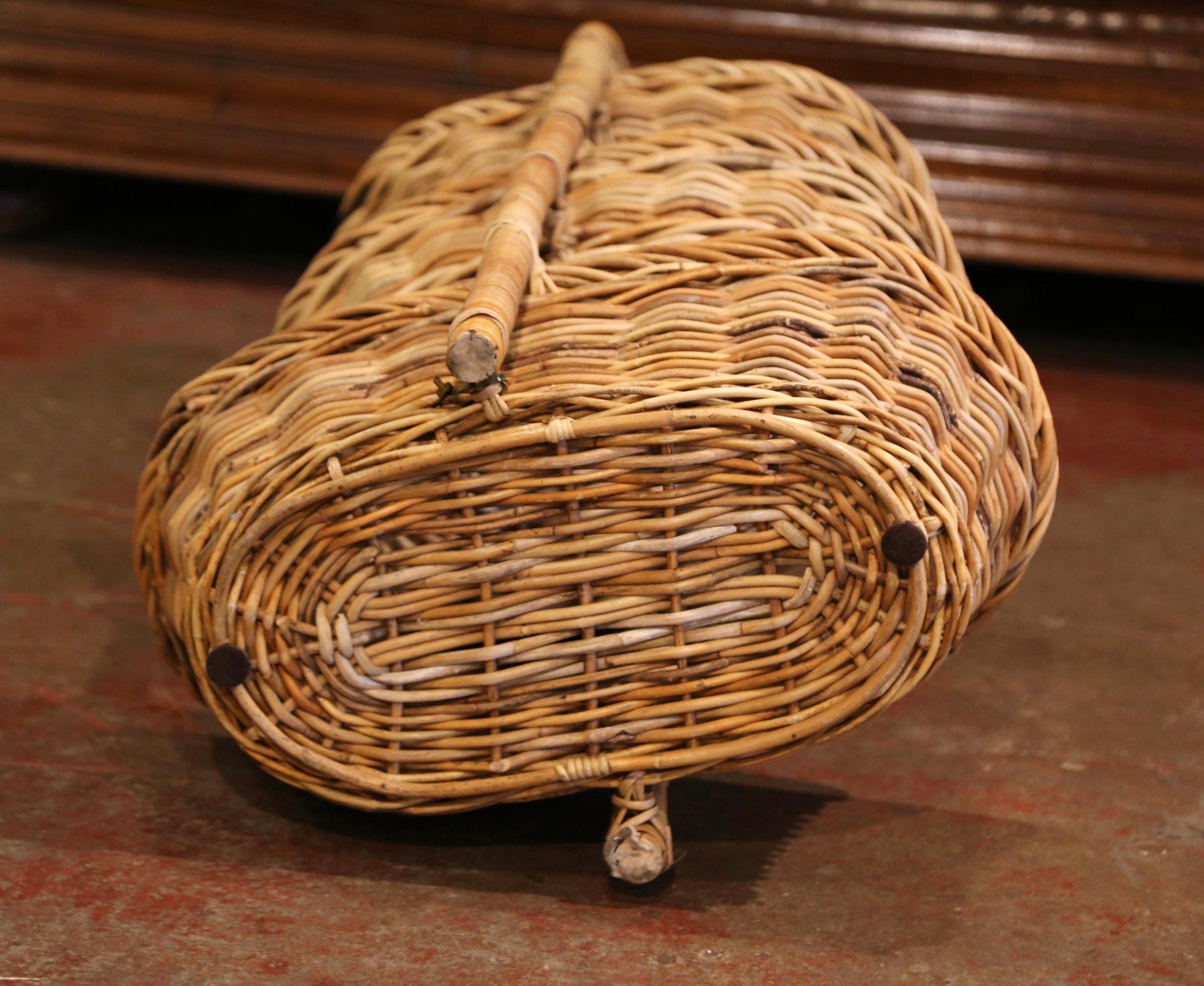 19th Century French Handwoven Tree-Tier Wicker Basket from Normandy 4