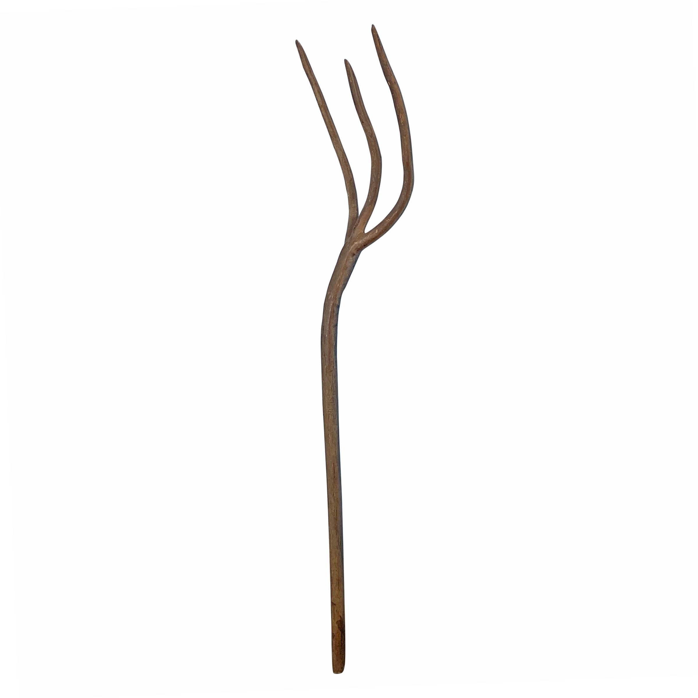 antique wooden pitchfork