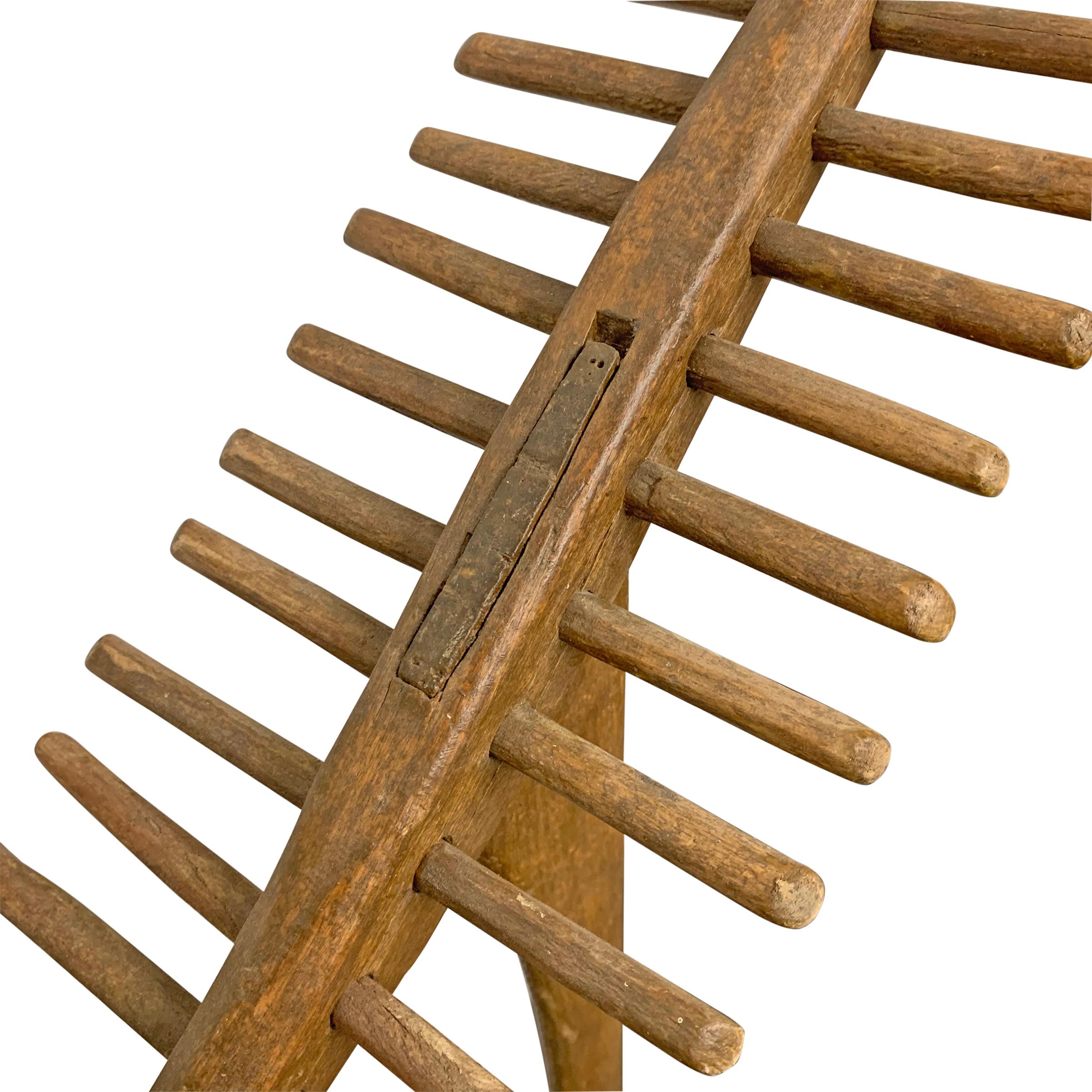 19th Century French Hay Rake on Custom Wall Mount In Good Condition In Chicago, IL