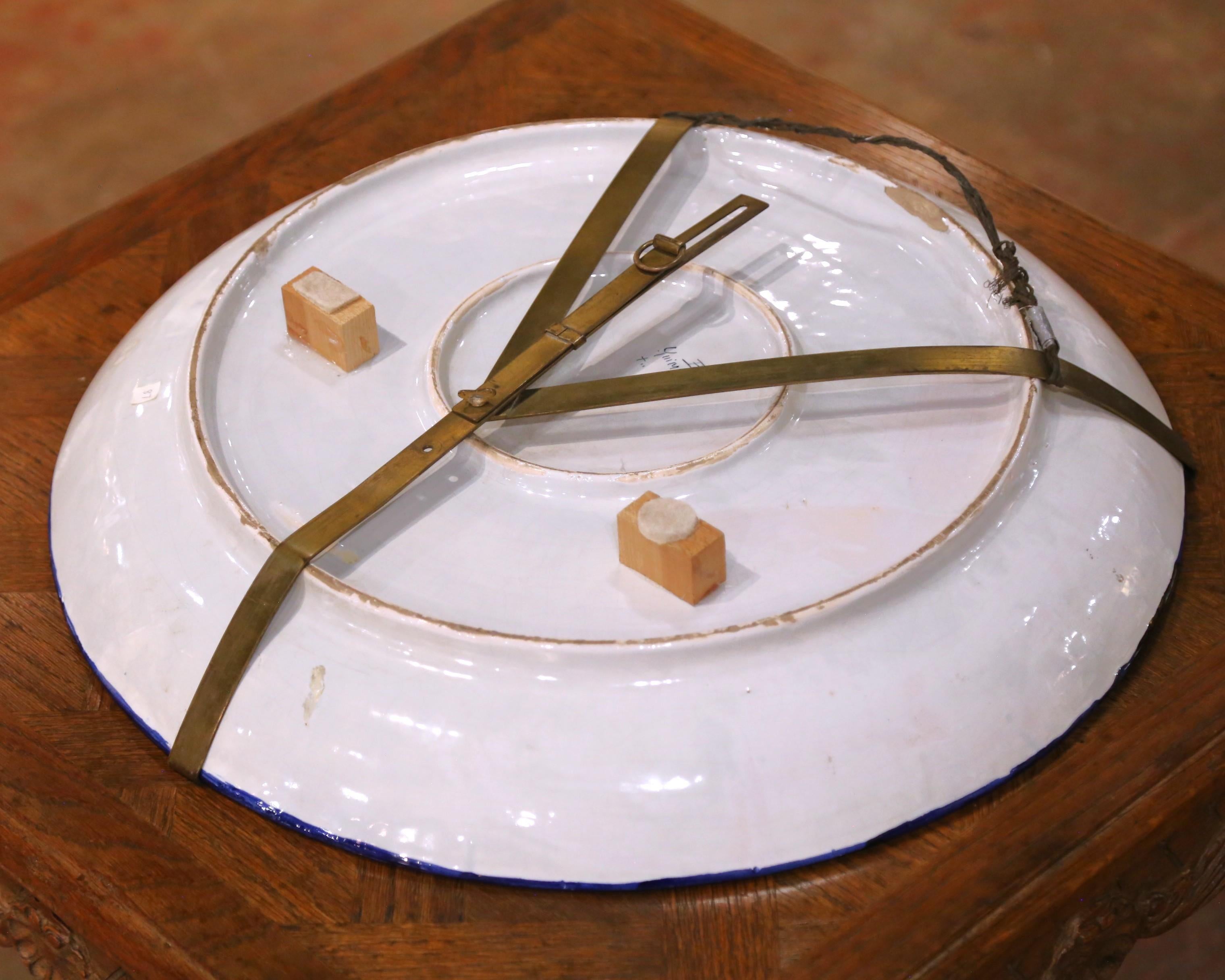 19. Jahrhundert Französisch HB Quimper Fayence Dekorative Wandteller oder Serviertablett im Angebot 6