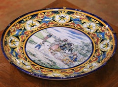 19th Century French HB Quimper Faience Decorative Wall Platter or Serving Tray