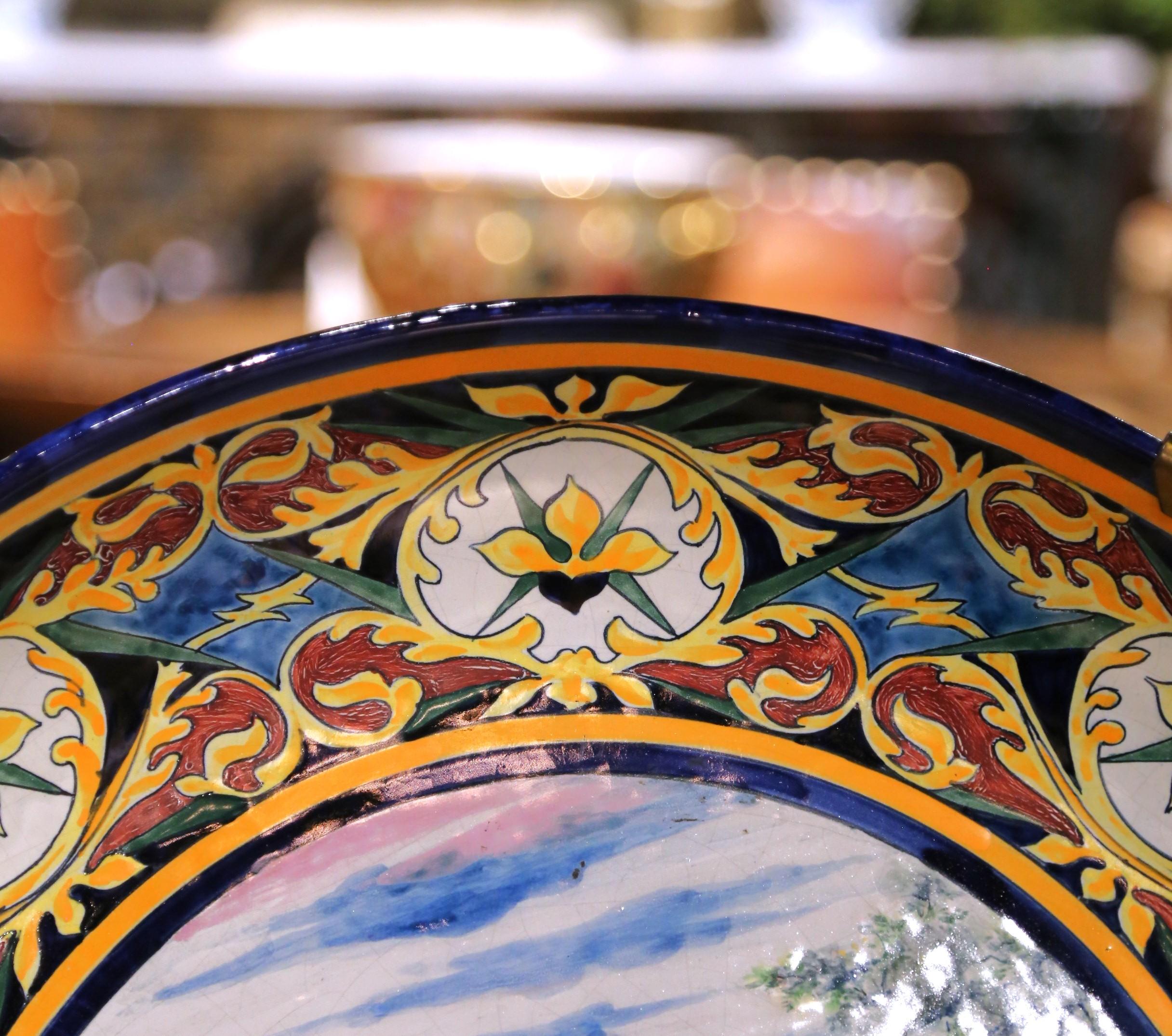 19. Jahrhundert Französisch HB Quimper Fayence Dekorative Wandteller oder Serviertablett im Angebot 3