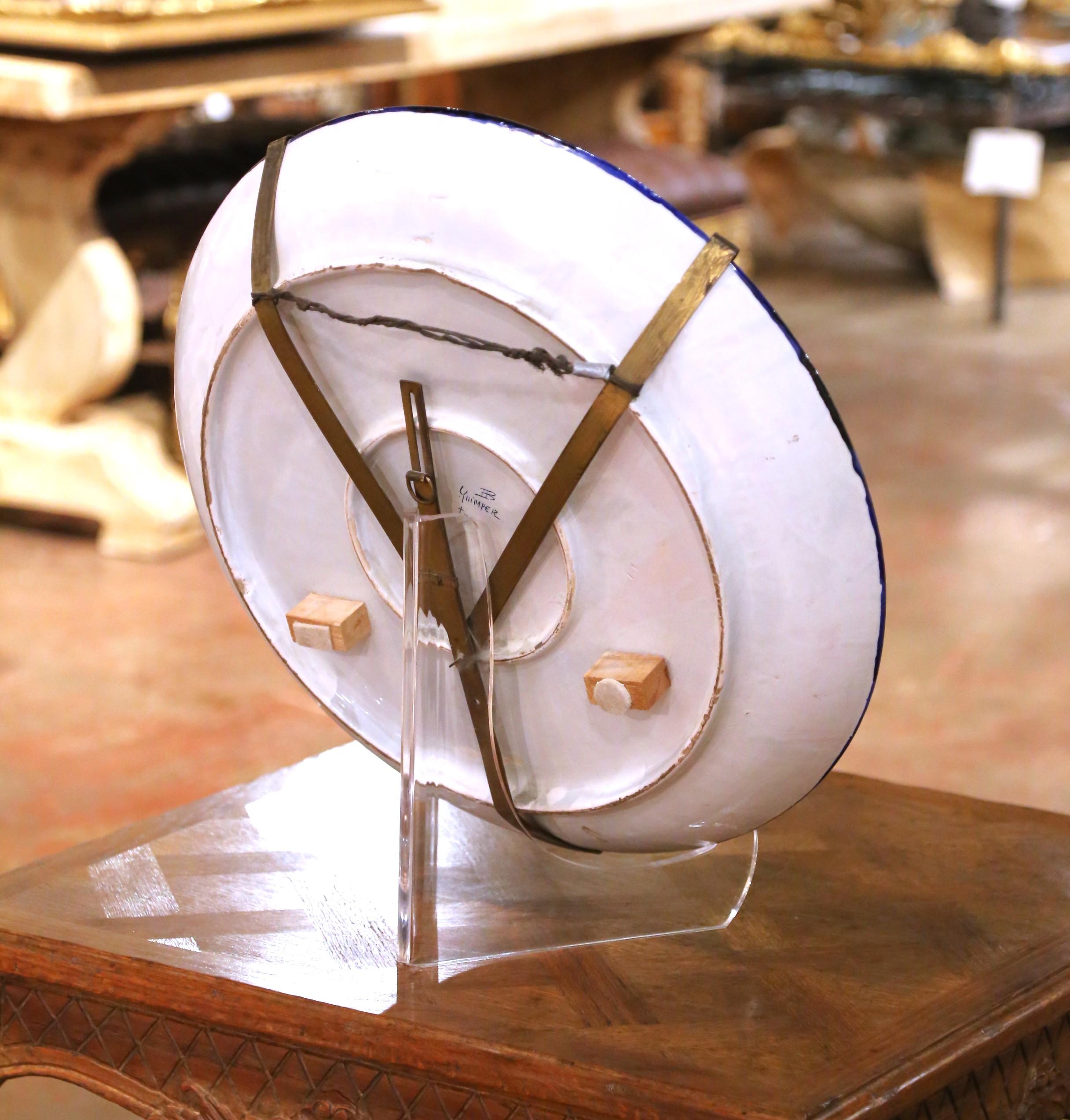 19. Jahrhundert Französisch HB Quimper Fayence Dekorative Wandteller oder Serviertablett im Angebot 5