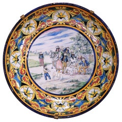 19th Century French HB Quimper Faience Decorative Wall Platter or Serving Tray