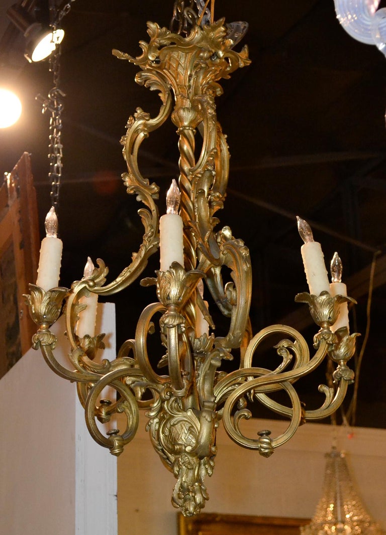 19th Century French Heavy Cast Bronze Chandelier at 1stDibs
