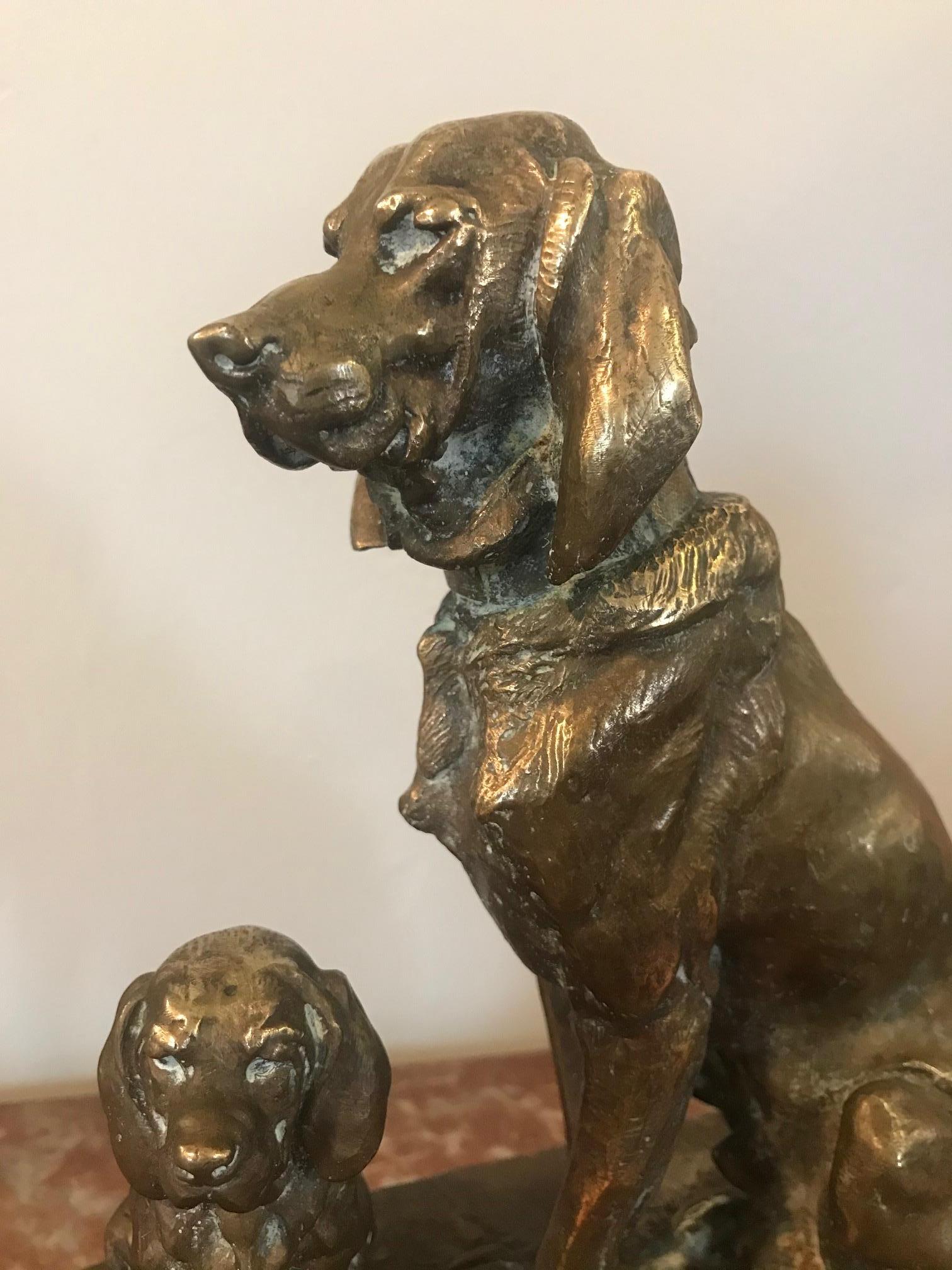 Français Sculpture française du 19e siècle représentant des chiens en bronze Henri Alfred Jacquemart en vente