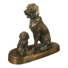 19th Century French Henri Alfred Jacquemart Bronze Dogs Sculpture