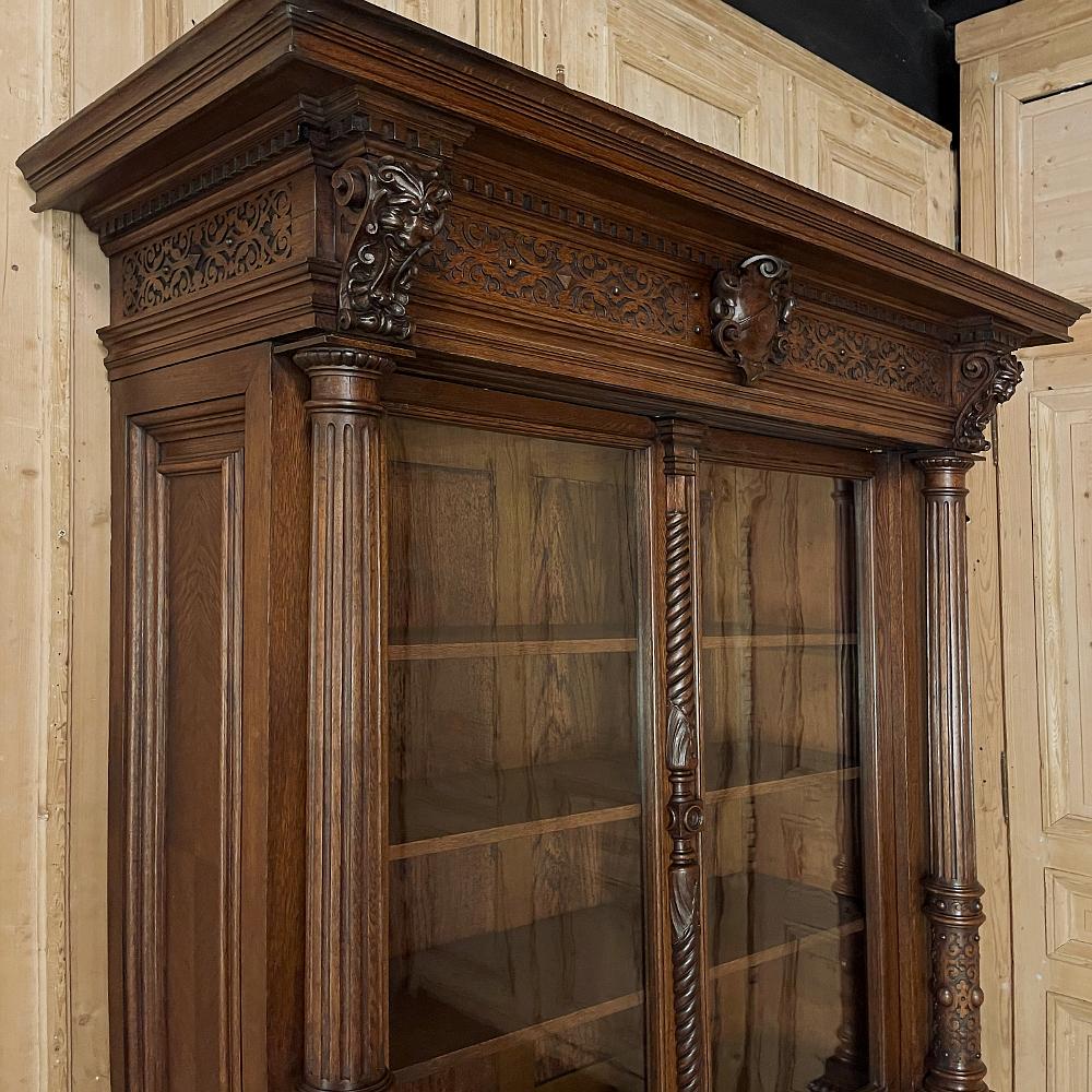 Hand-Carved 19th Century French Henri II Bookcase For Sale