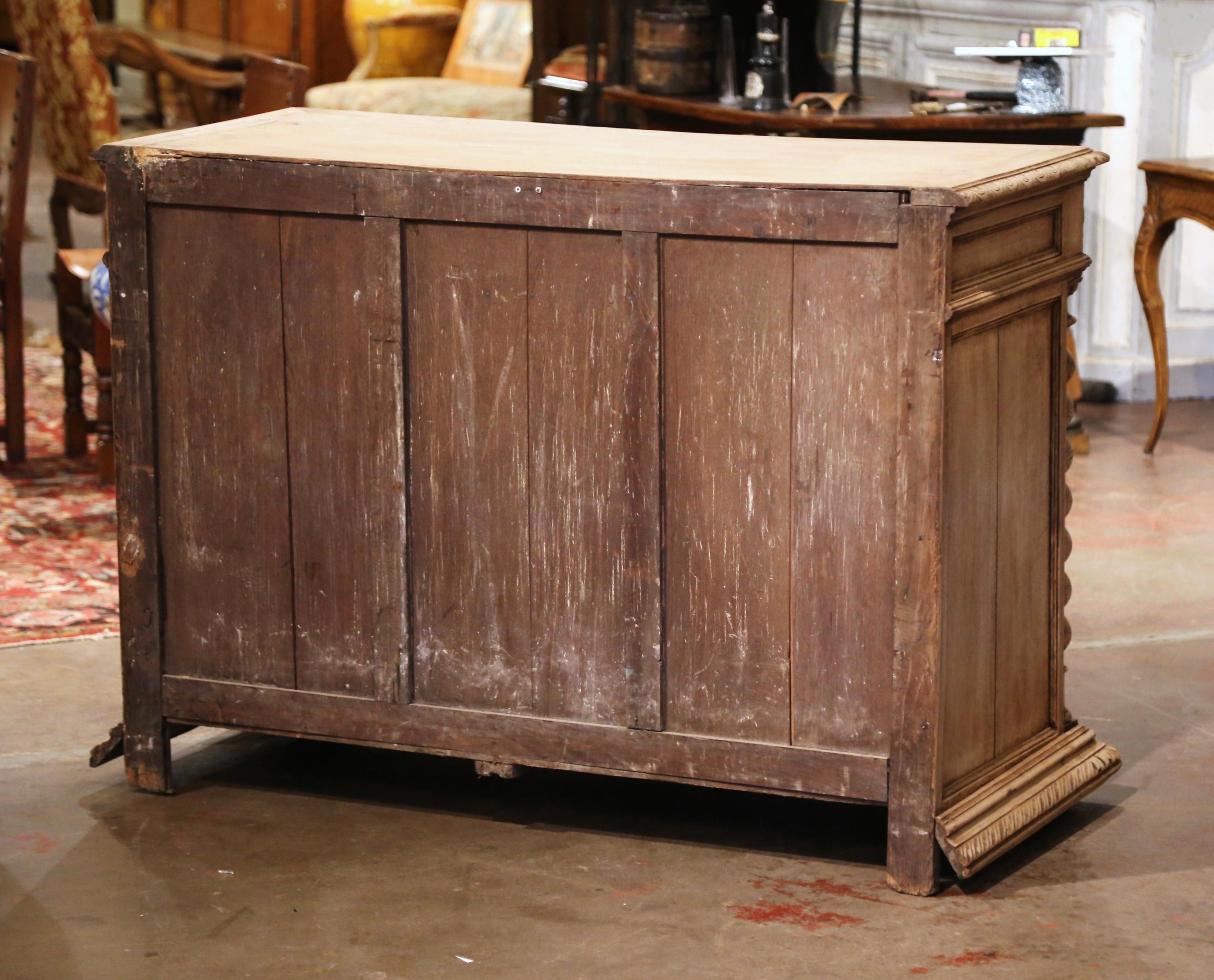 19th Century French Henri II Carved Bleached Oak Hunt Cabinet with Dog and Fox 11