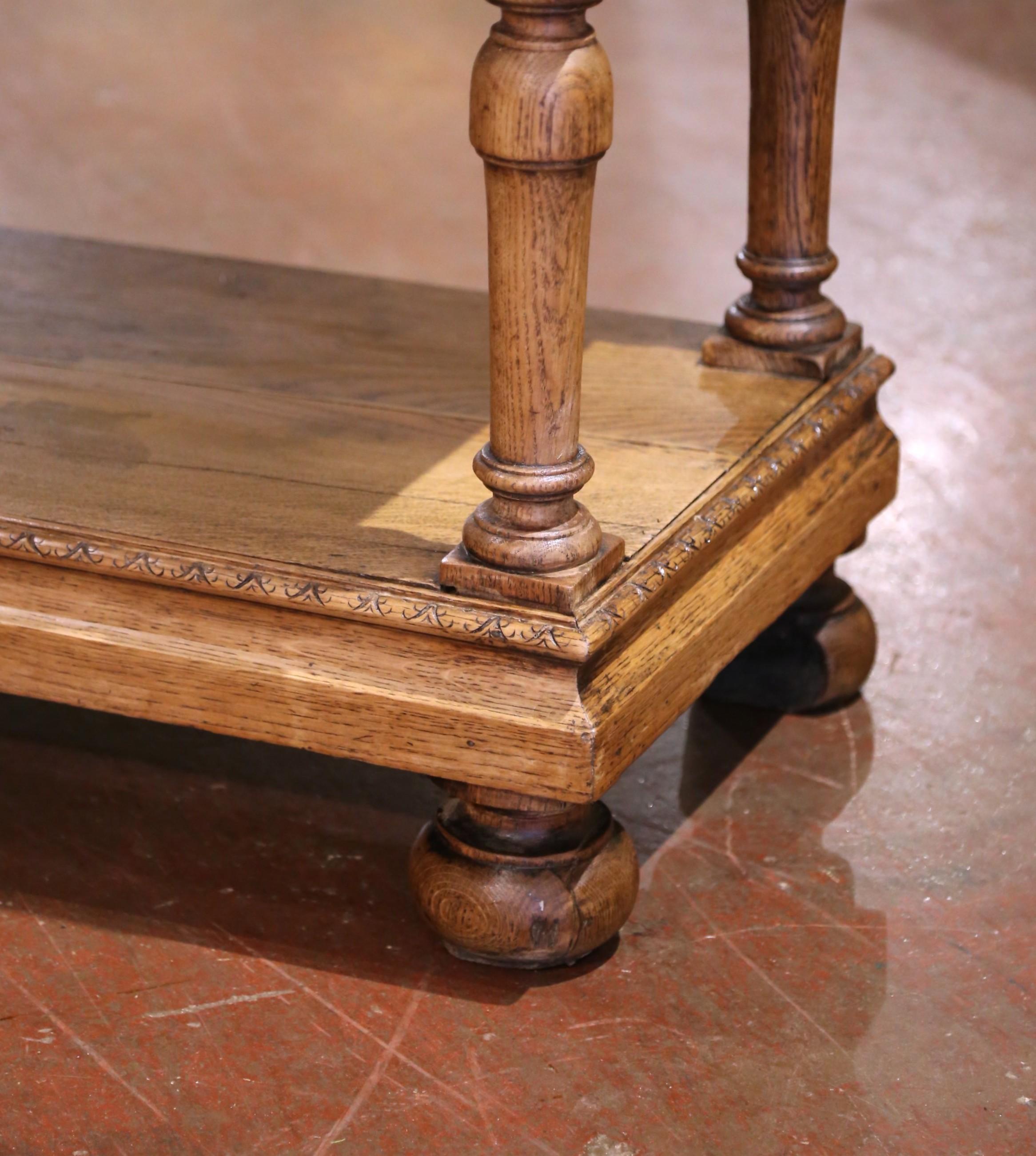 19th Century French Henri II Carved Oak Console Table Server For Sale 7