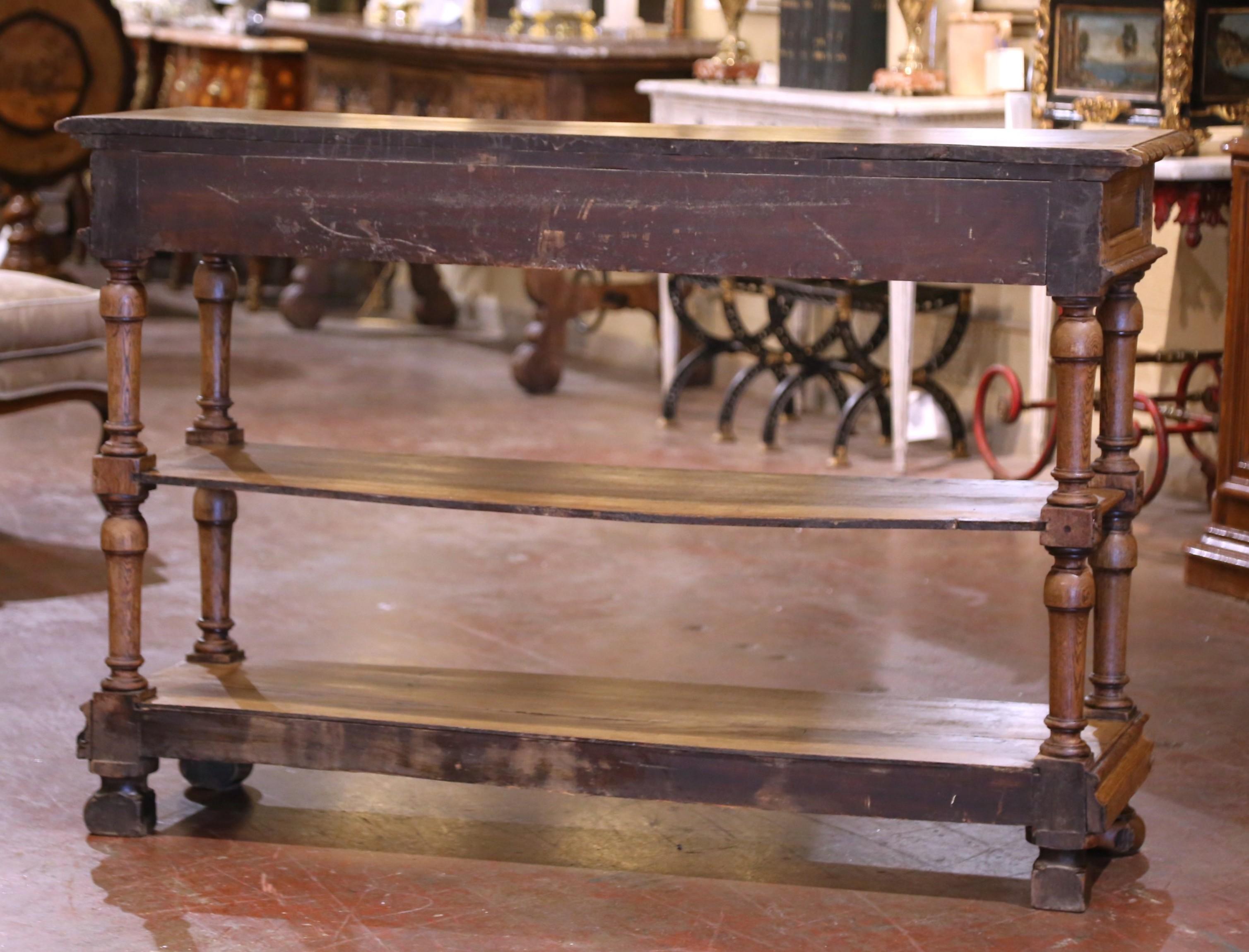 19th Century French Henri II Carved Oak Console Table Server For Sale 10