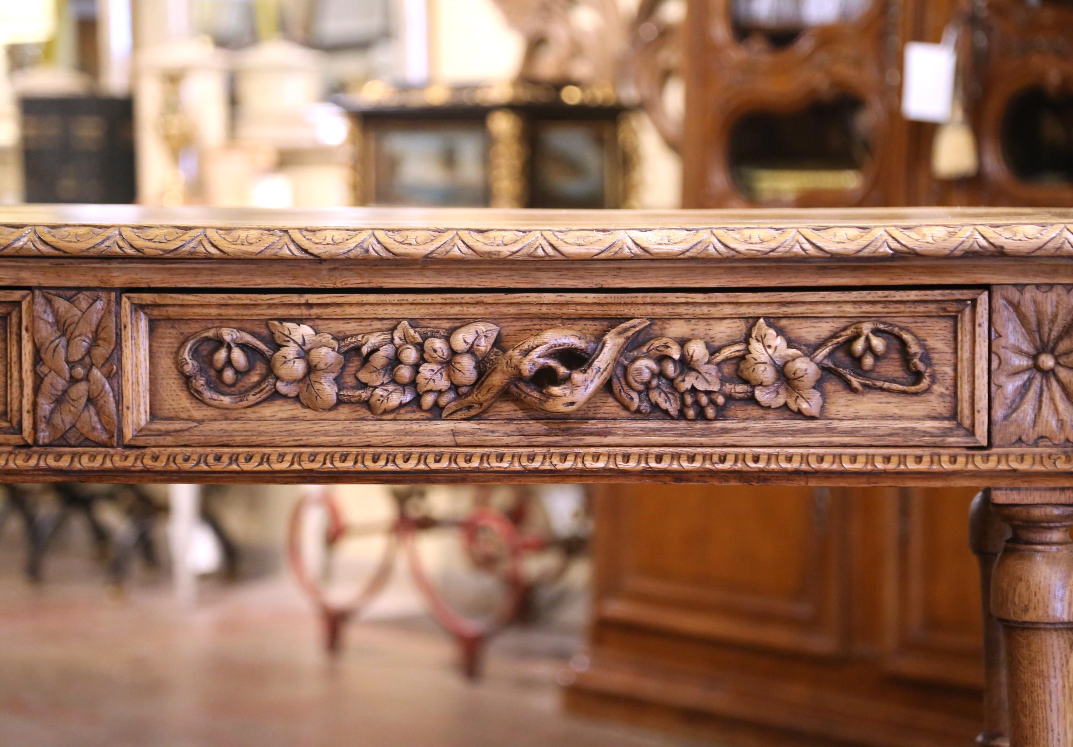 19th Century French Henri II Carved Oak Console Table Server For Sale 1