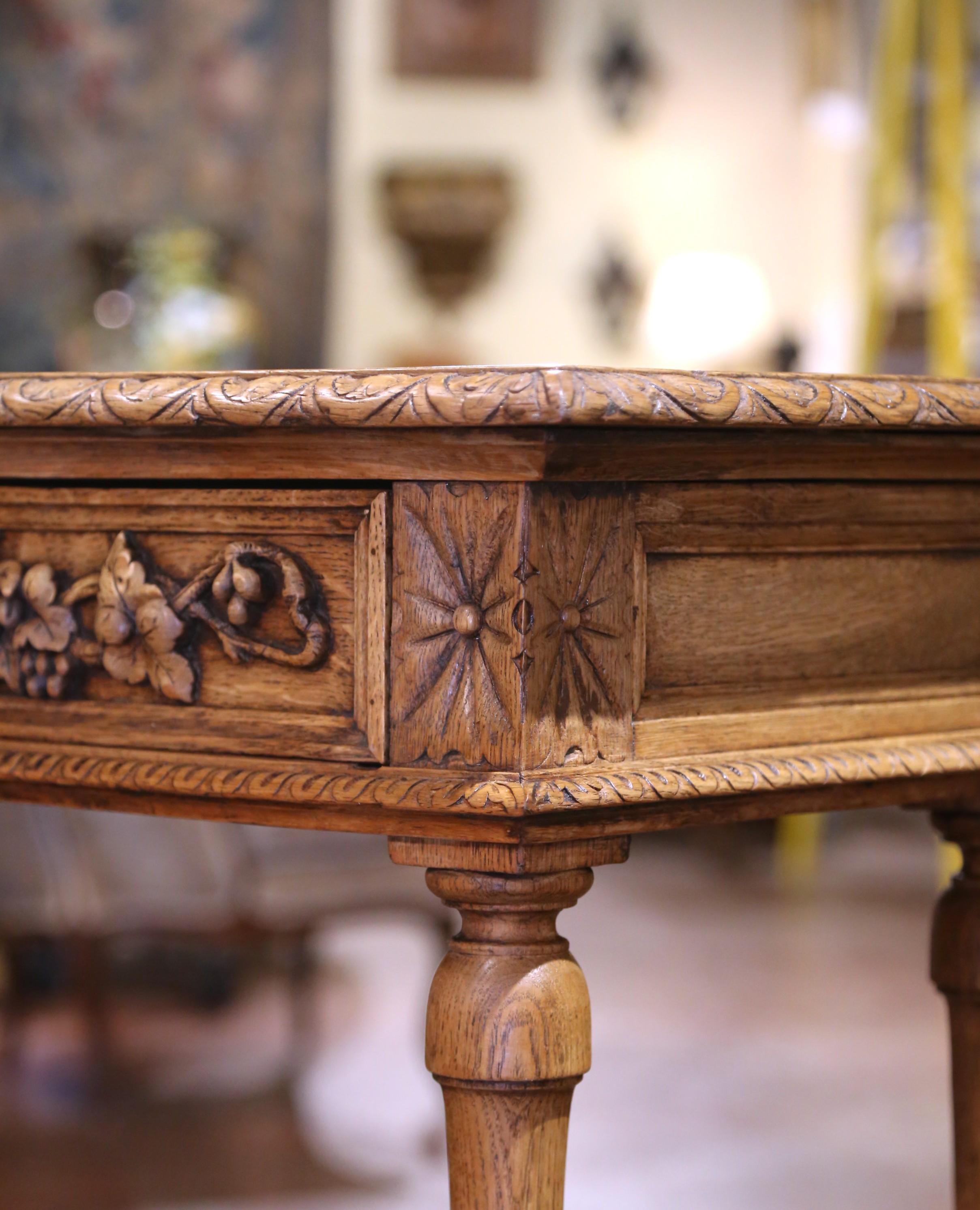 19th Century French Henri II Carved Oak Console Table Server For Sale 3