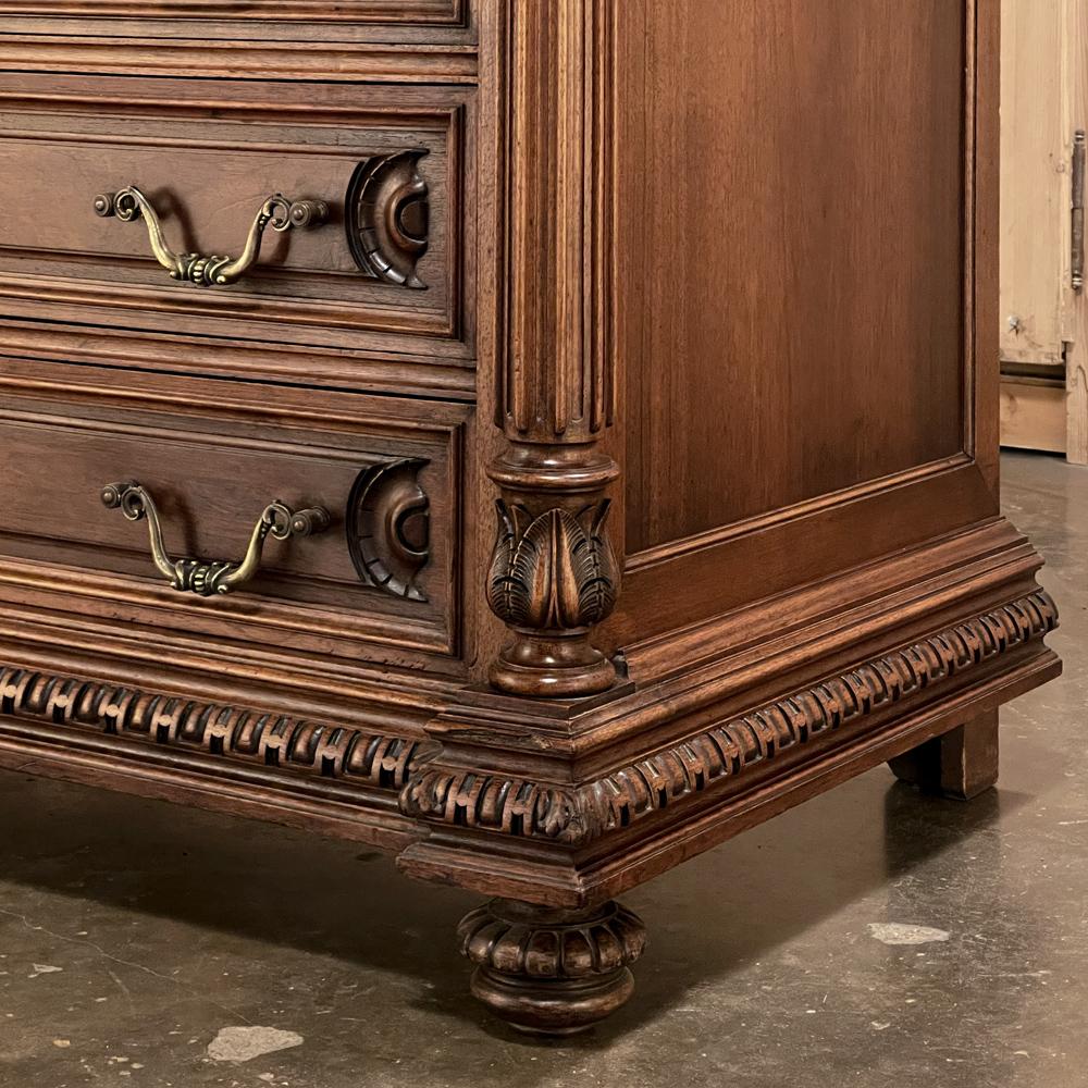 19th Century French Henri II Marble Top Walnut Commode For Sale 4