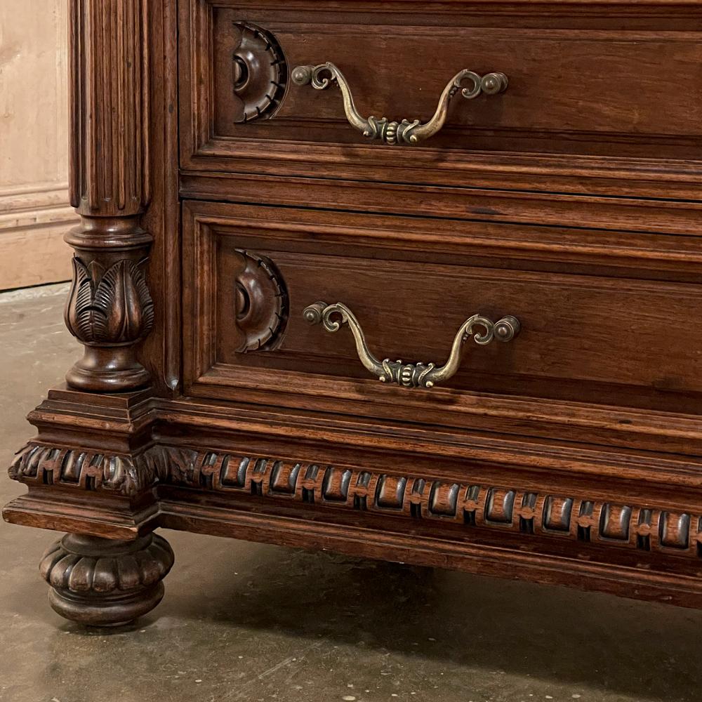 19th Century French Henri II Marble Top Walnut Commode For Sale 6