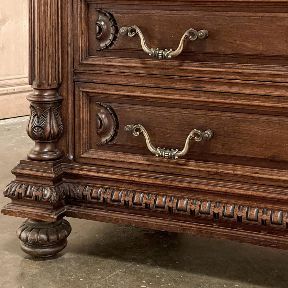 19th Century French Henri II Marble Top Walnut Commode For Sale 6