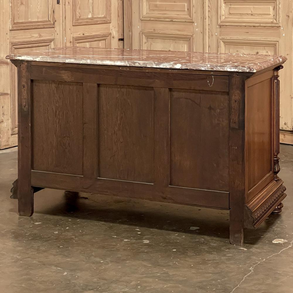 19th Century French Henri II Marble Top Walnut Commode For Sale 12