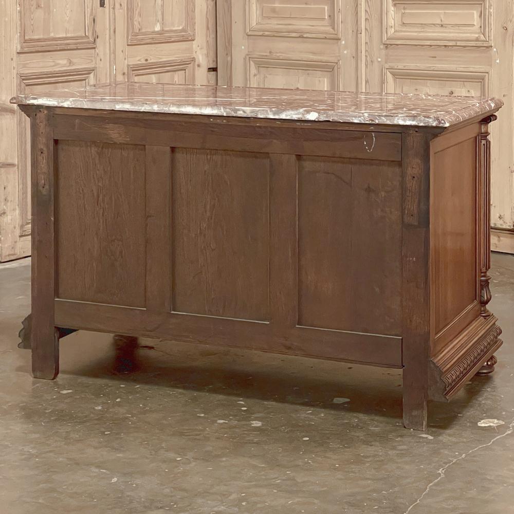 19th Century French Henri II Marble Top Walnut Commode For Sale 12