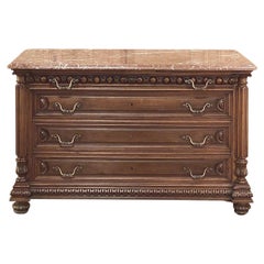 Commodo francese del XIX secolo Henri II con piano in marmo e noce