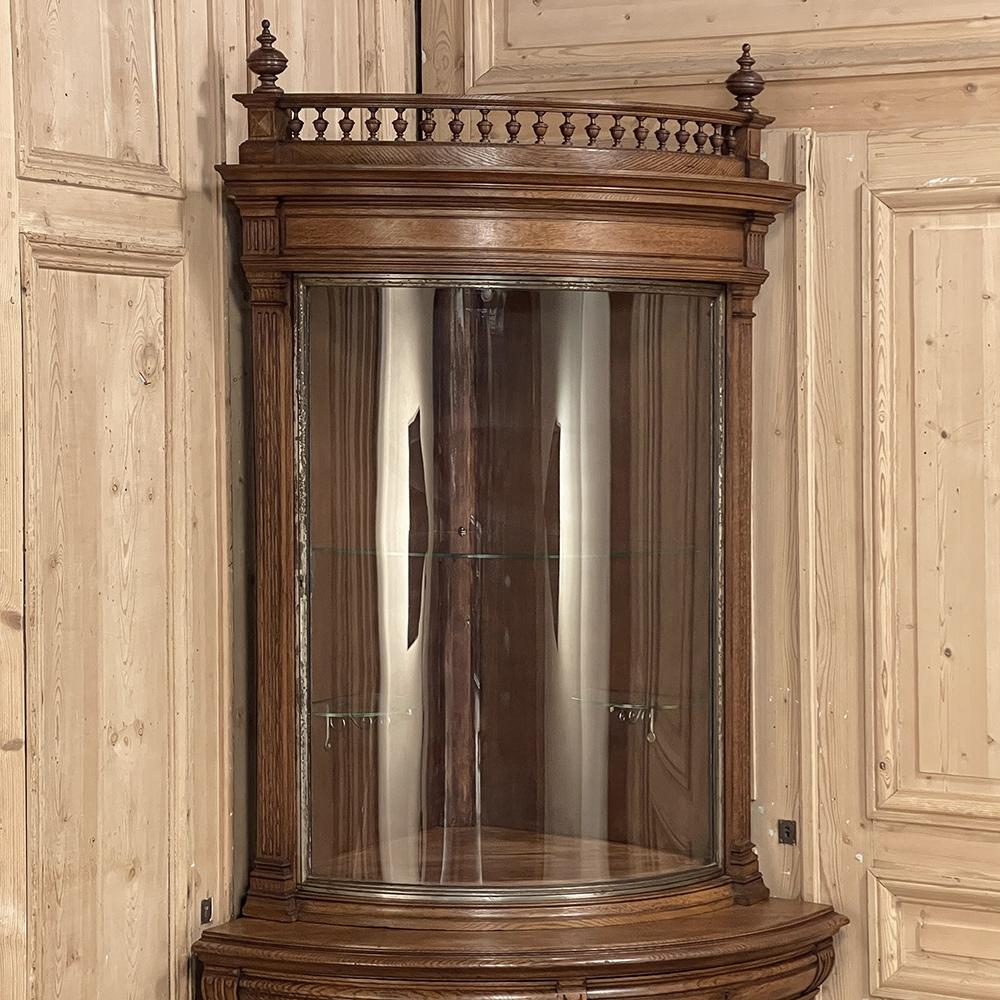 19th Century French Henri II Neoclassical Corner Vitrine ~ Bookcase For Sale 3