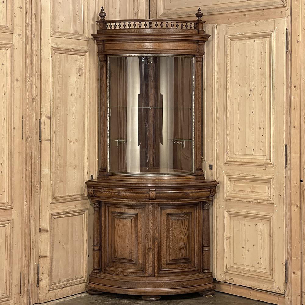 Neoclassical Revival 19th Century French Henri II Neoclassical Corner Vitrine ~ Bookcase For Sale
