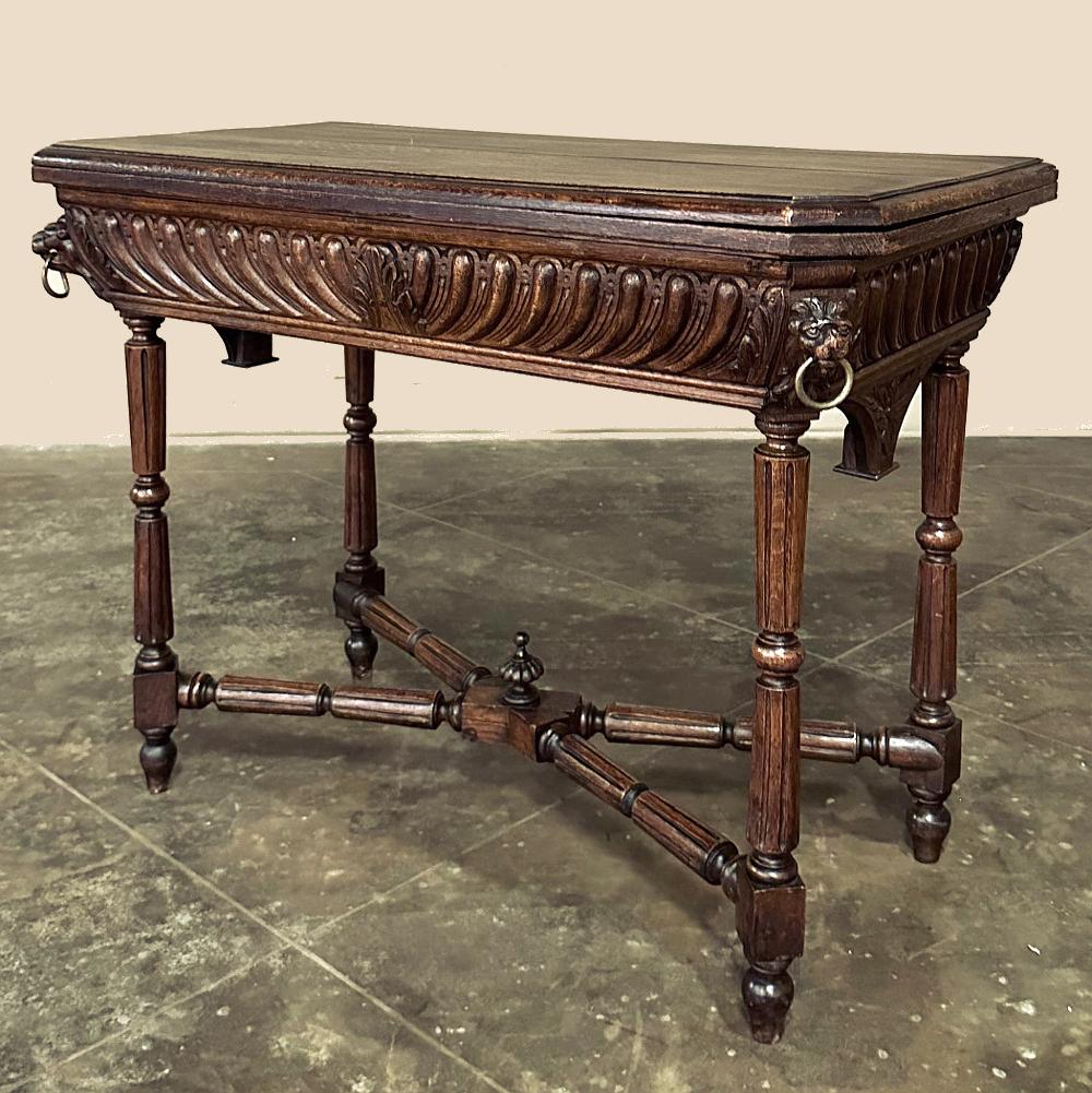 Renaissance Revival 19th Century French Henri II Neoclassical Flip-Top Game Table ~ Console