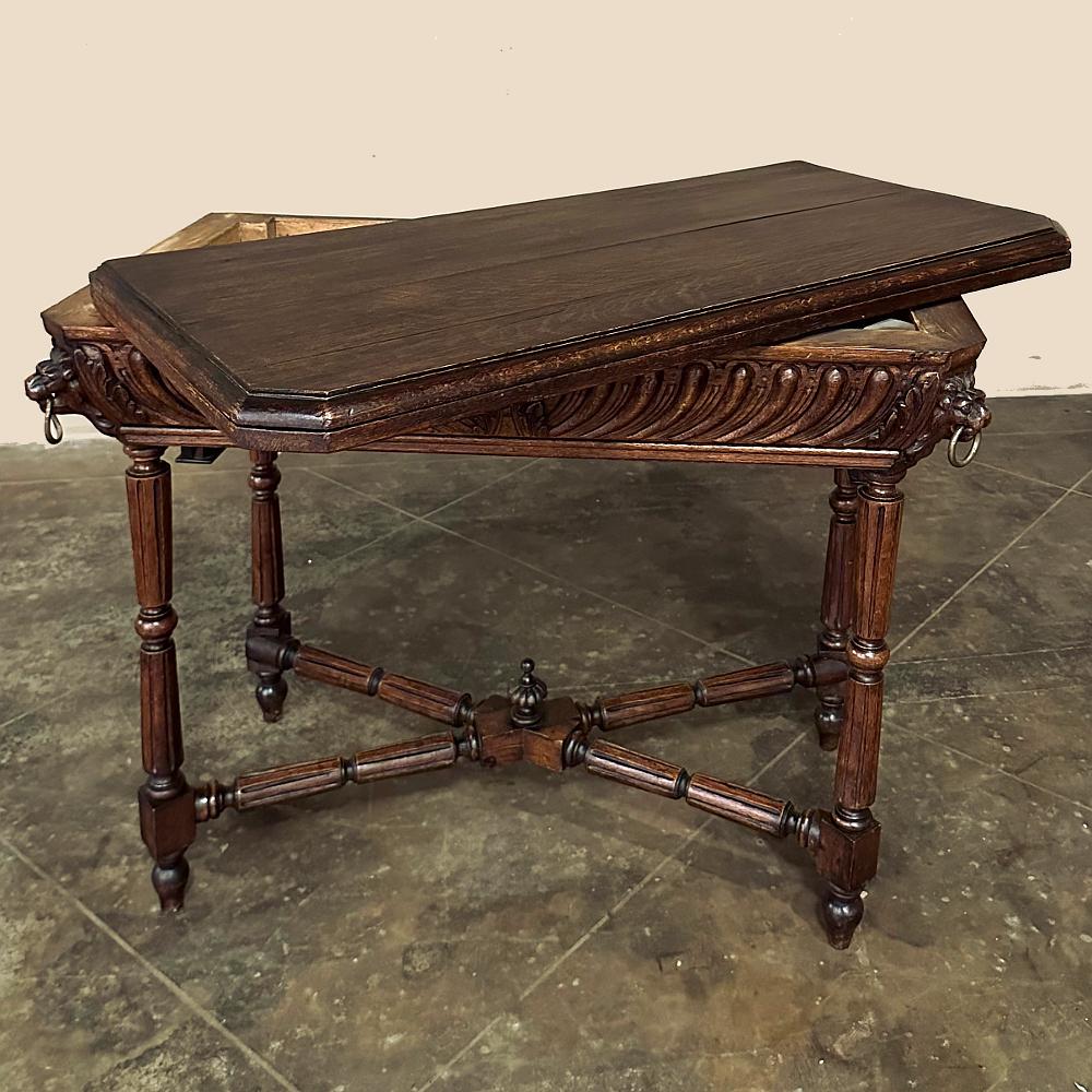 19th Century French Henri II Neoclassical Flip-Top Game Table ~ Console In Good Condition In Dallas, TX