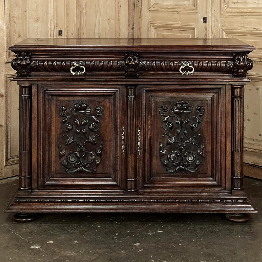 Neoclassical Revival 19th Century French Henri II Neoclassical Walnut Buffet For Sale