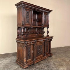 19th Century French Henri II Neoclassical Walnut China Cabinet ~ Cupboard