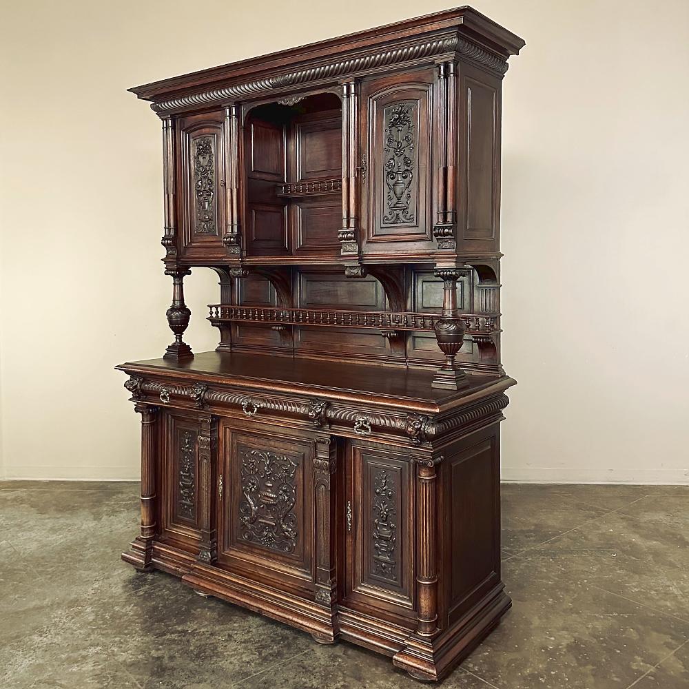 Neoclassical Revival 19th Century French Henri II Neoclassical Walnut China Cabinet ~ Cupboard