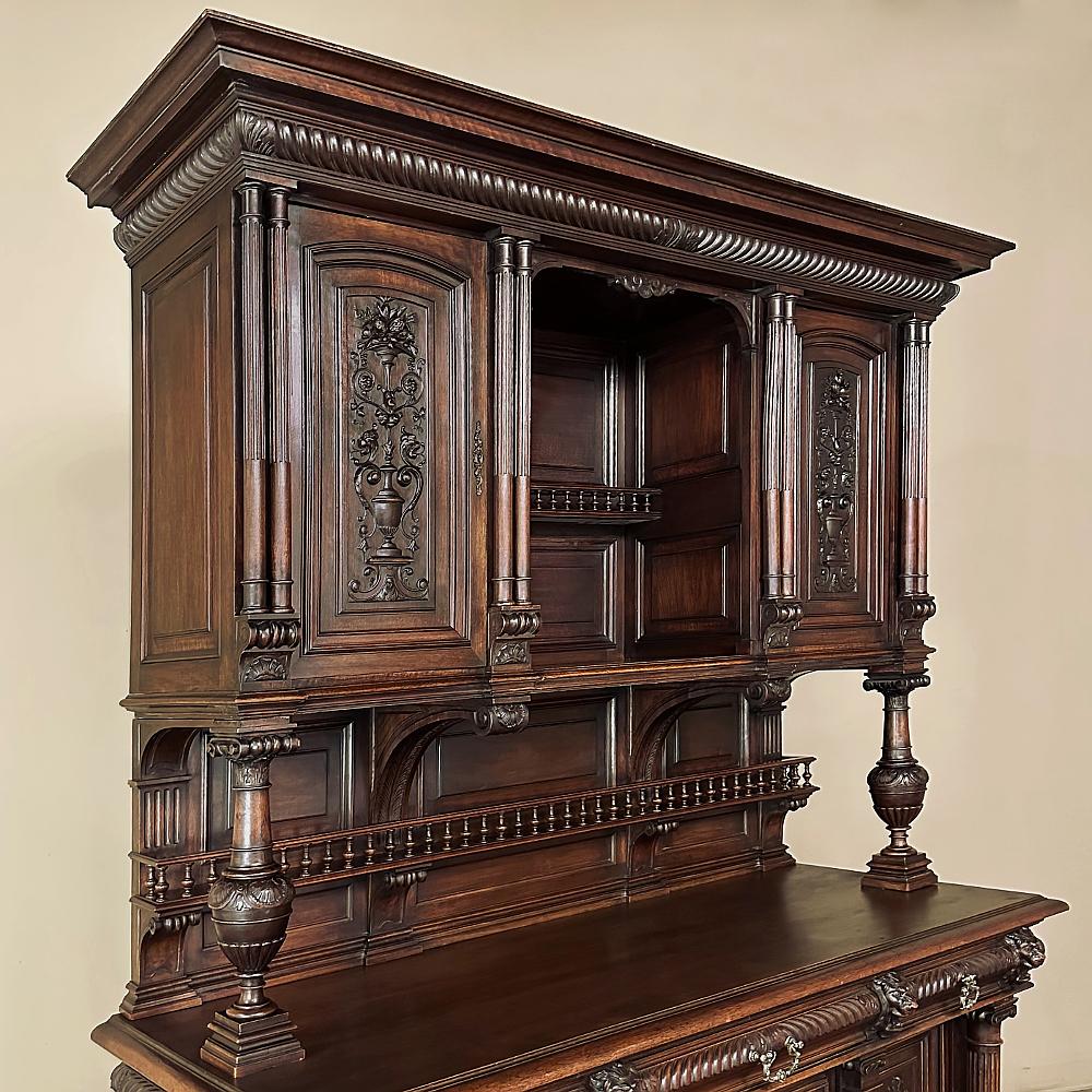 Bronze 19th Century French Henri II Neoclassical Walnut China Cabinet ~ Cupboard
