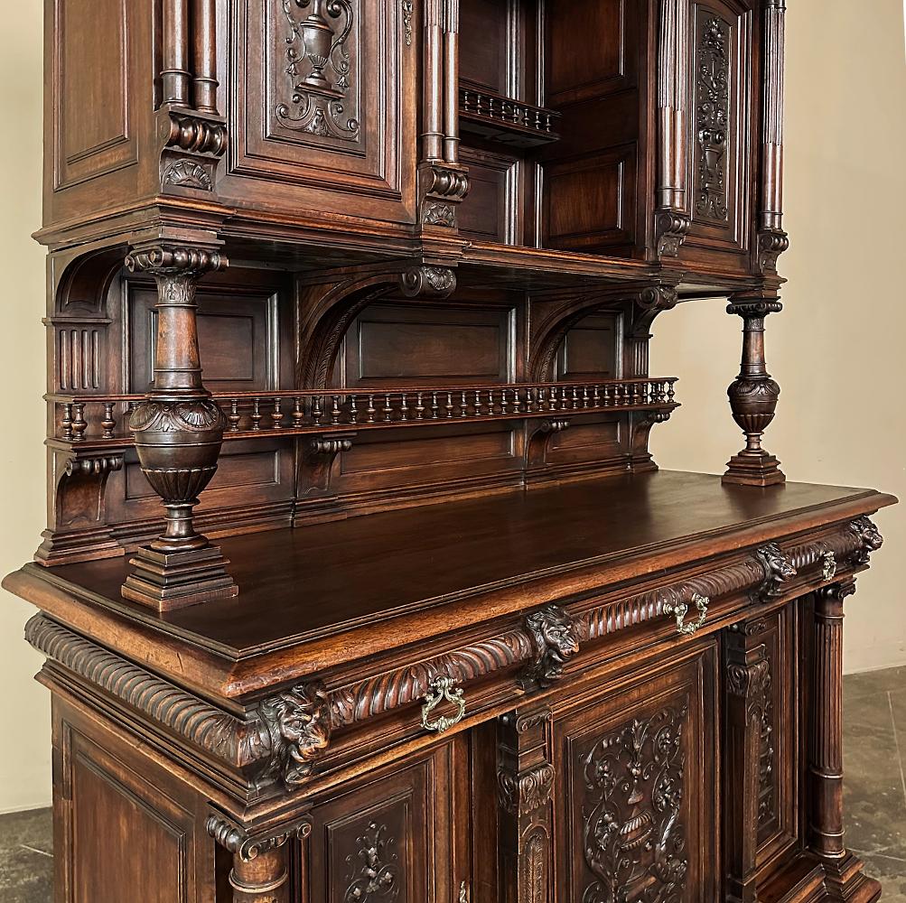 19th Century French Henri II Neoclassical Walnut China Cabinet ~ Cupboard 1