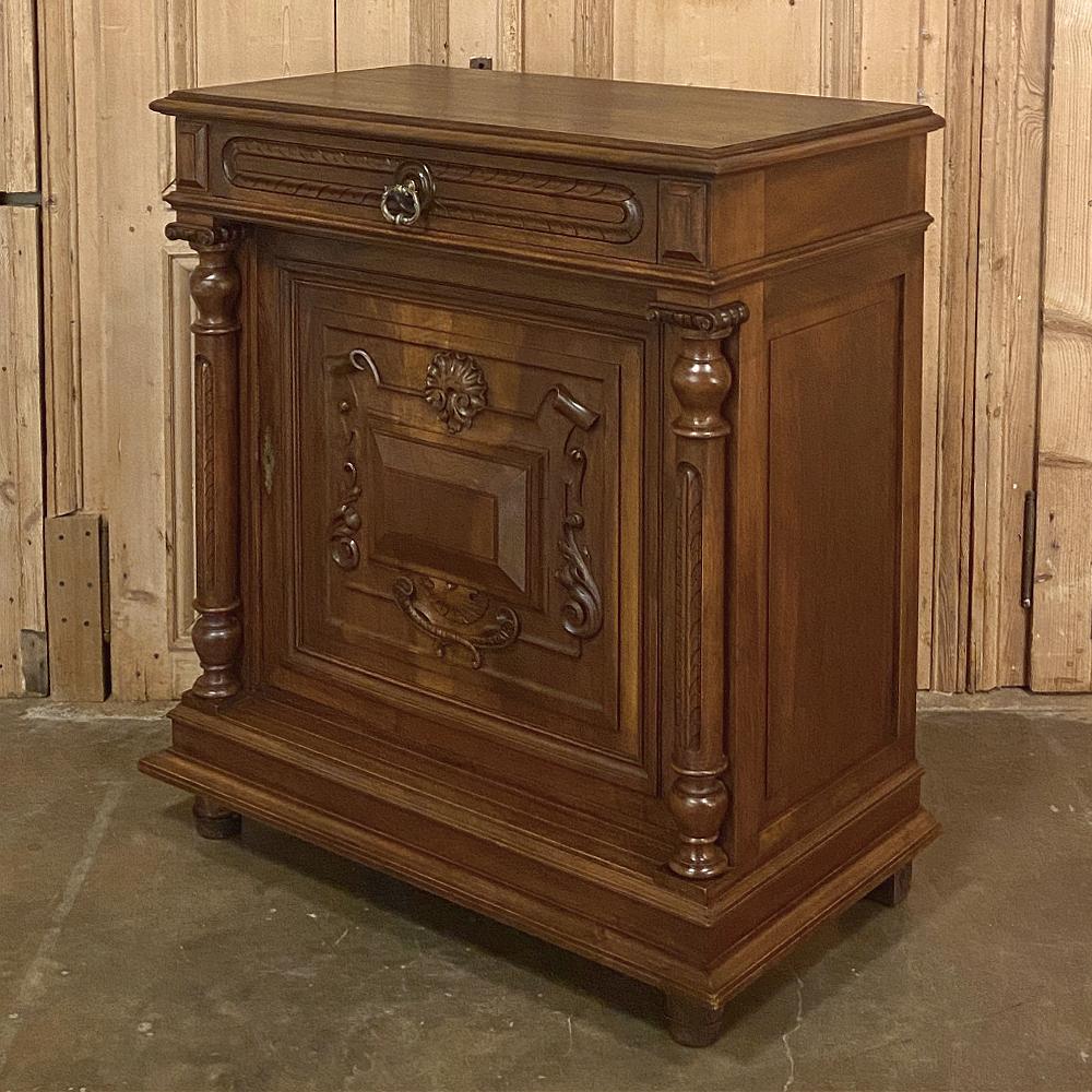Neoclassical Revival 19th Century French Henri II Neoclassical Walnut Confiturier, Cabinet For Sale