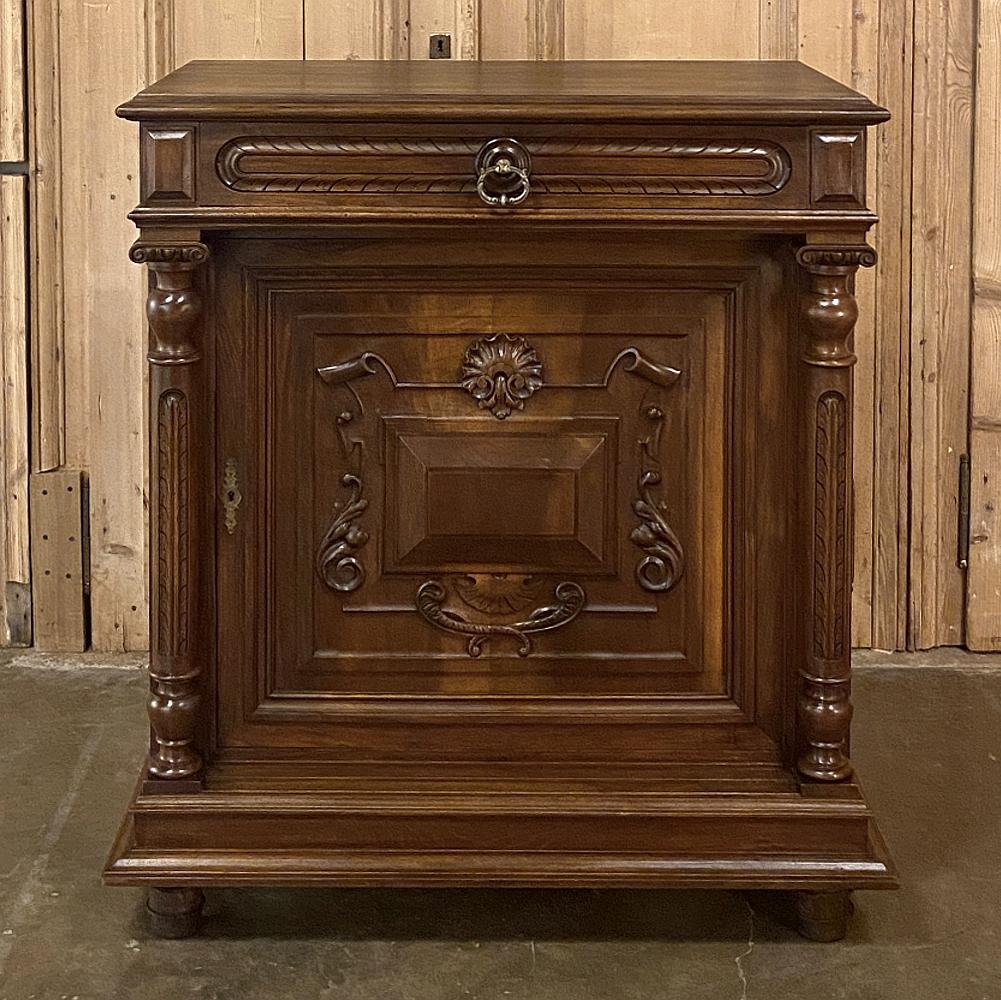 Hand-Carved 19th Century French Henri II Neoclassical Walnut Confiturier, Cabinet For Sale