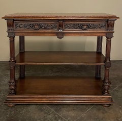 19th Century French Henri II Neoclassical Walnut Marble Top Dessert Buffet