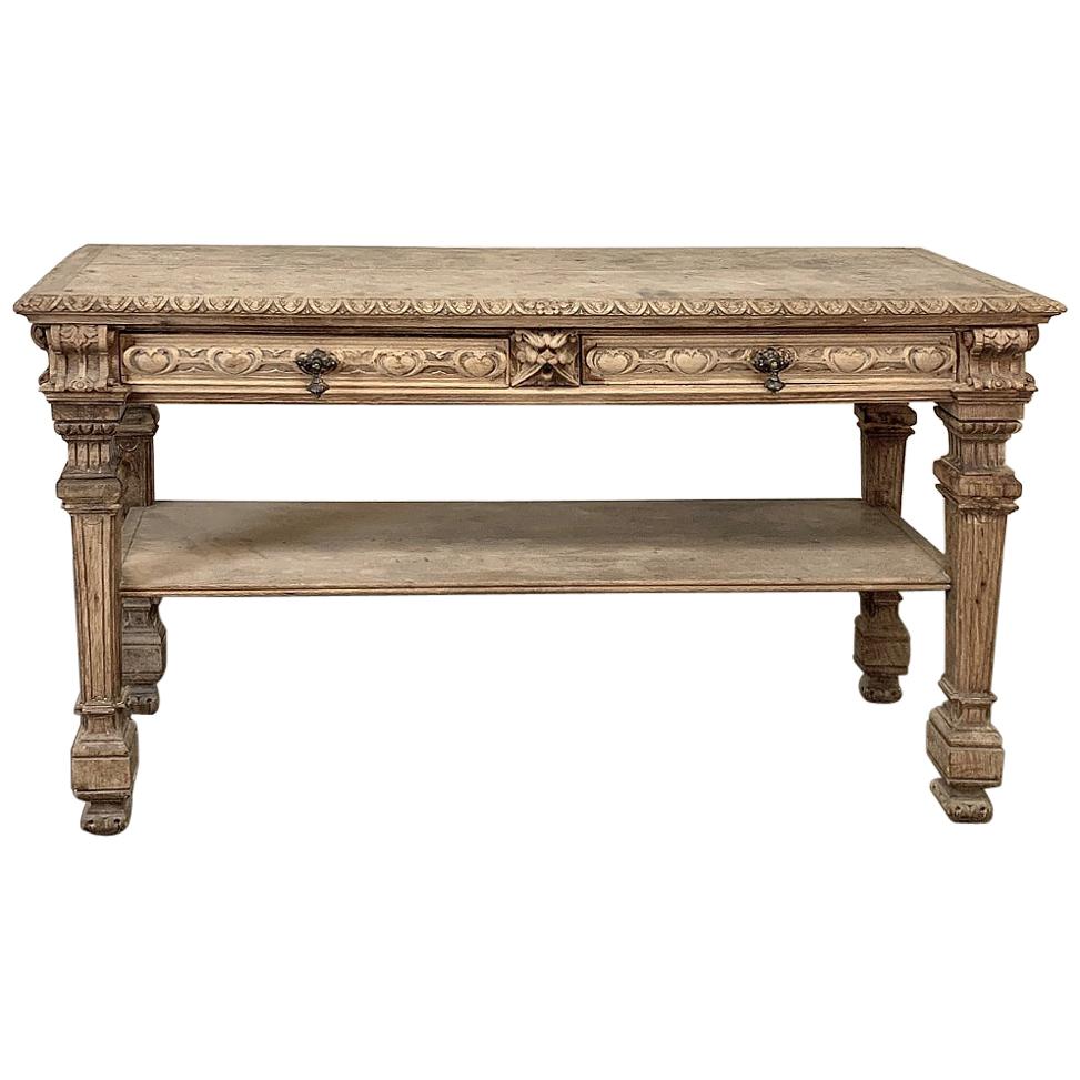 19th Century French Henri II Stripped Console, Sofa Table