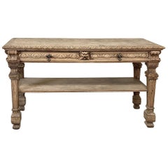 19th Century French Henri II Stripped Console, Sofa Table