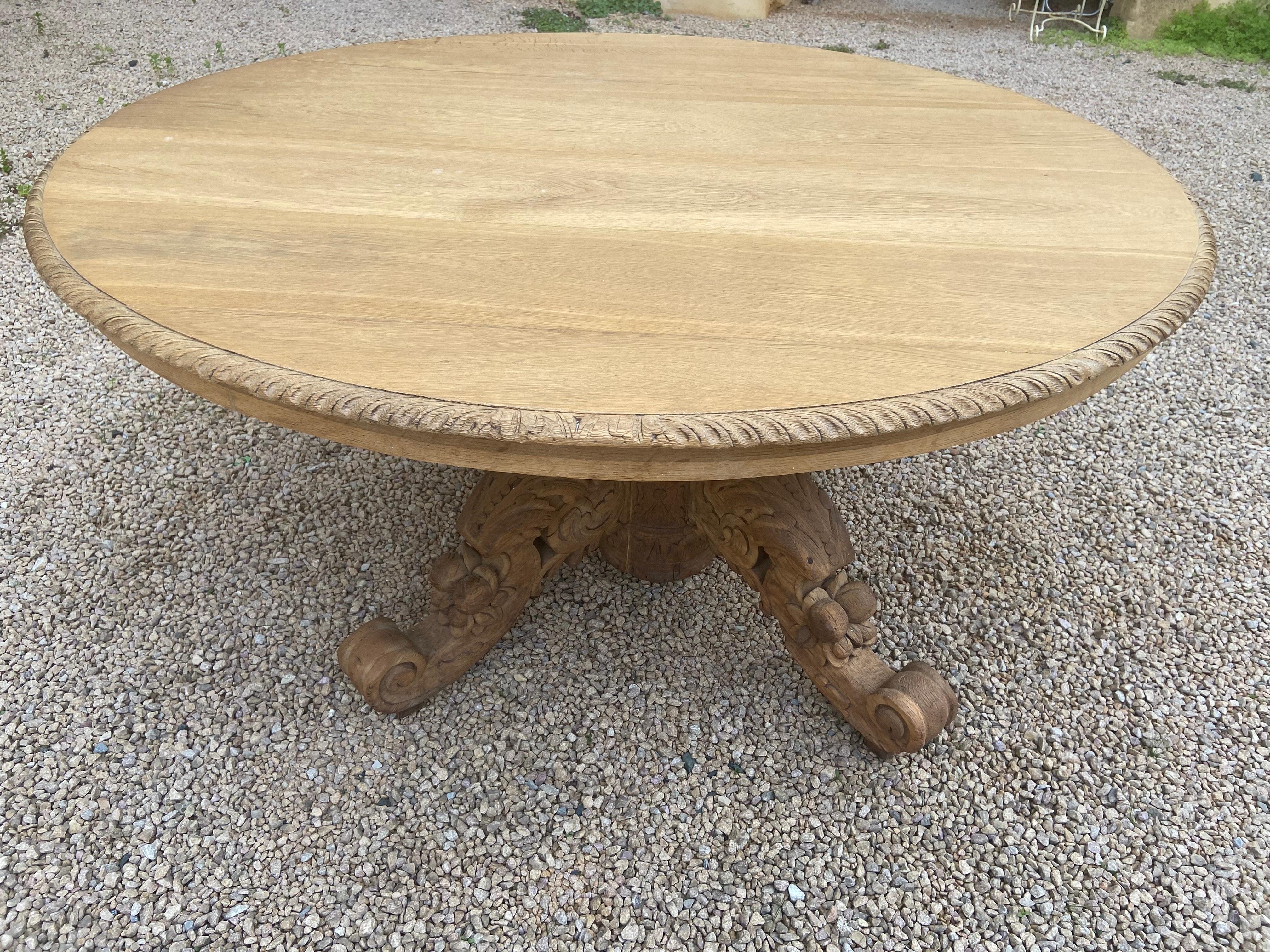Mesa de comedor francesa de roble estilo Enrique II del siglo XIX, 1890 Arenado