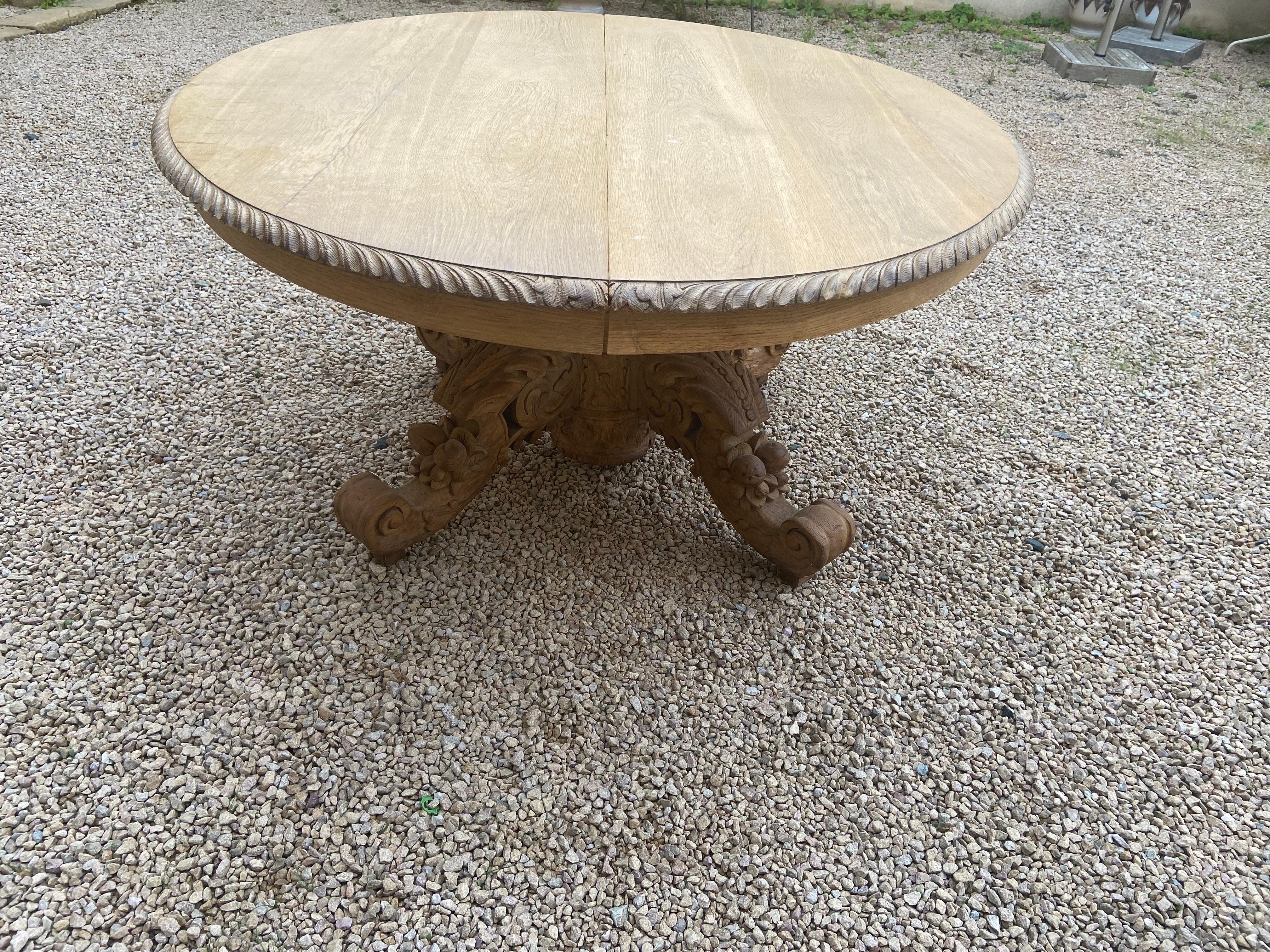 Mesa de comedor francesa de roble estilo Enrique II del siglo XIX, 1890 Roble