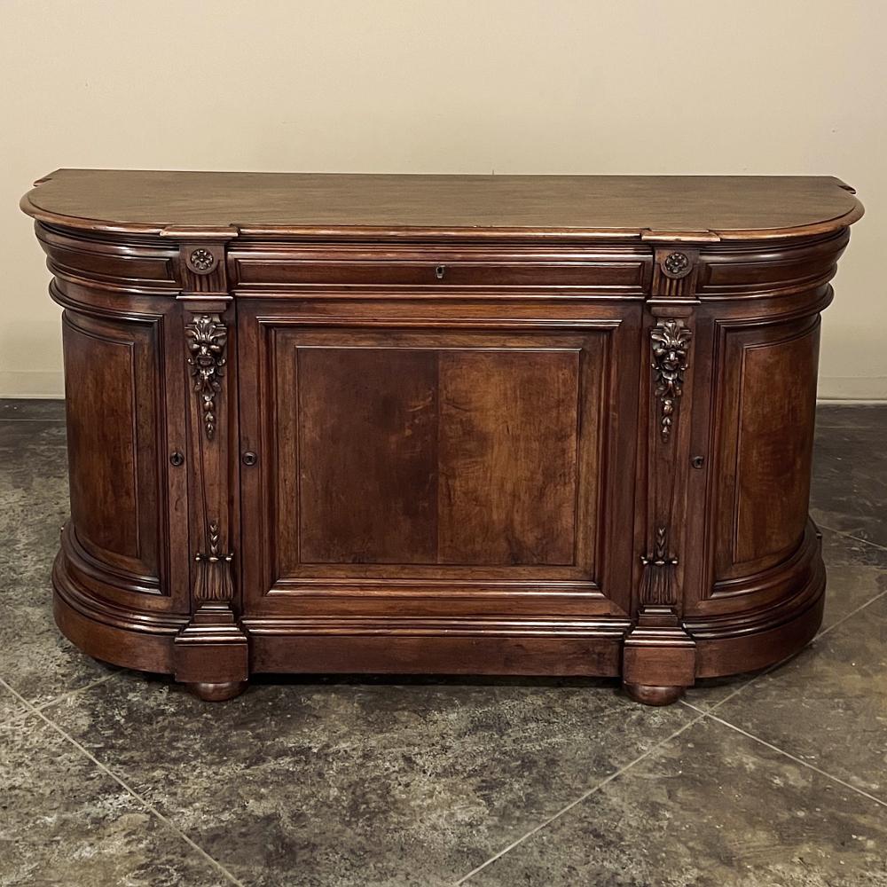 Hand-Carved 19th Century French Henri II Walnut Buffet For Sale