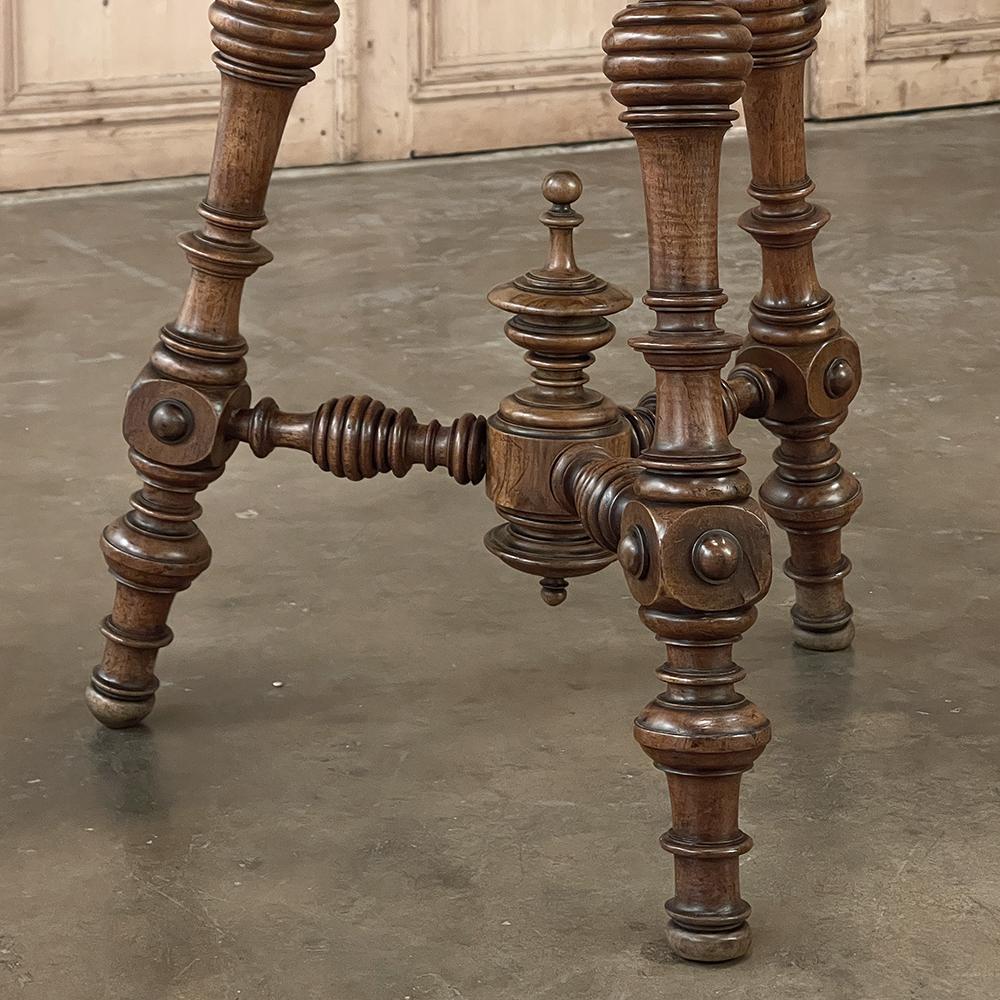 19th Century French Henri II Walnut End Table with Hexagonal Marble Top For Sale 8